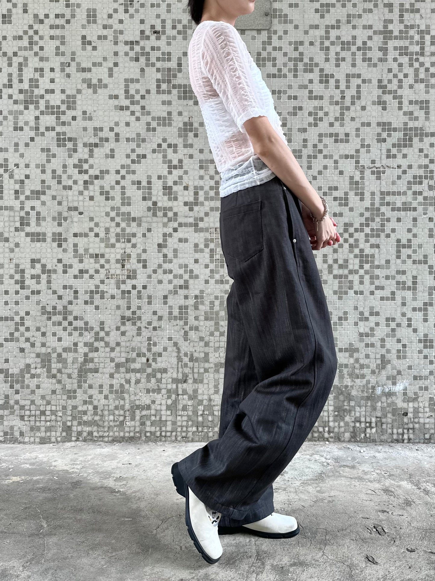 ✨推!"Strokes" Studded Relaxed Pants (3 Colours)