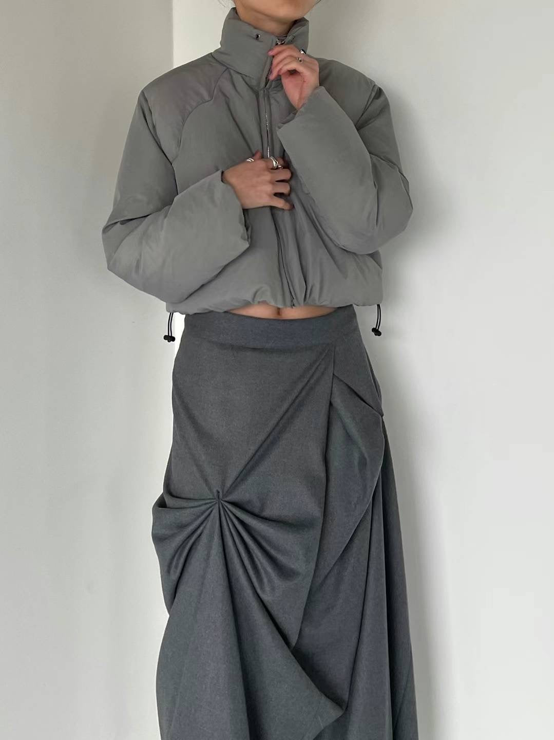 "Dahlia" 3D Bows Skirt (Grey)