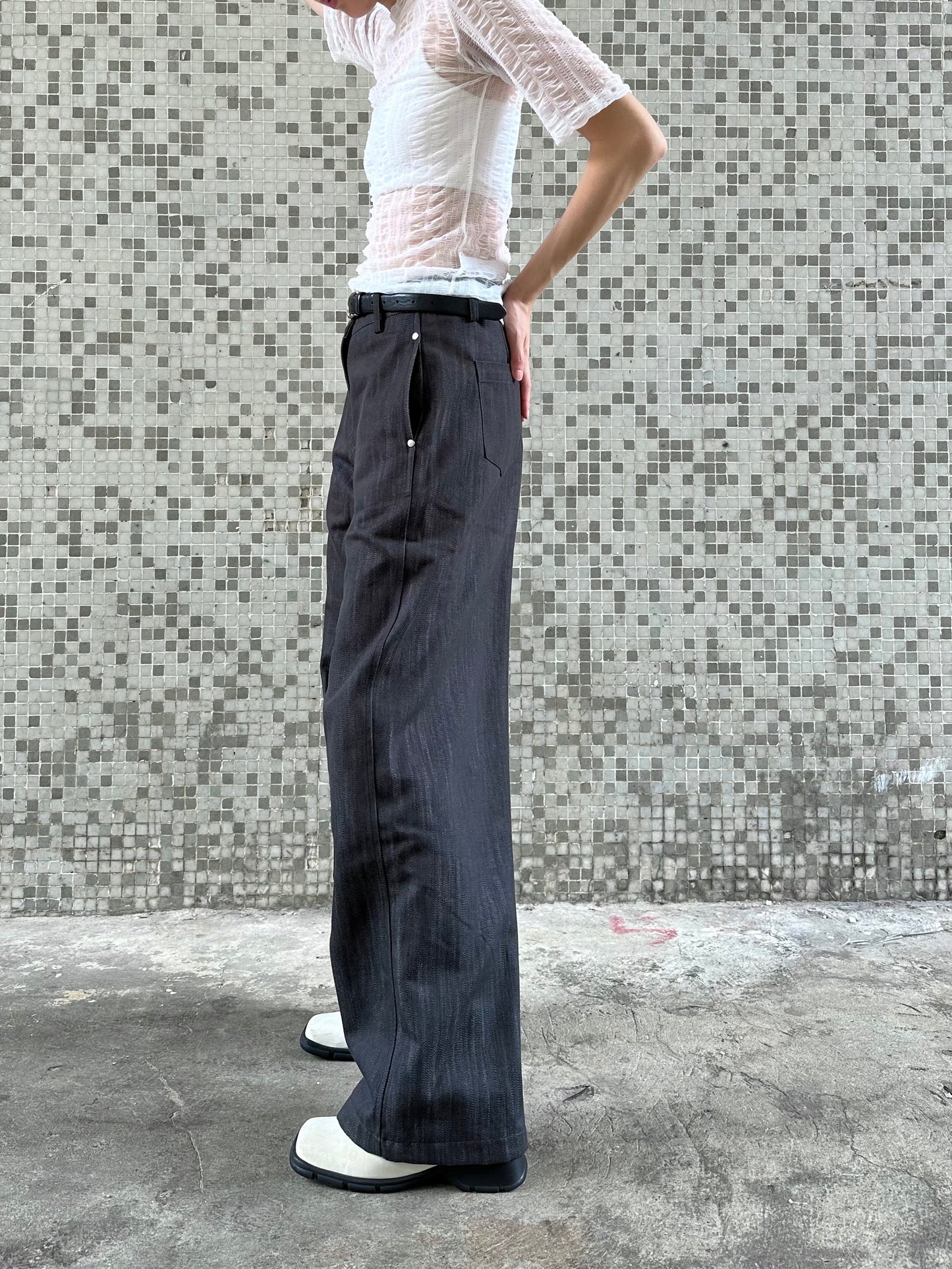 ✨推!"Strokes" Studded Relaxed Pants (3 Colours)