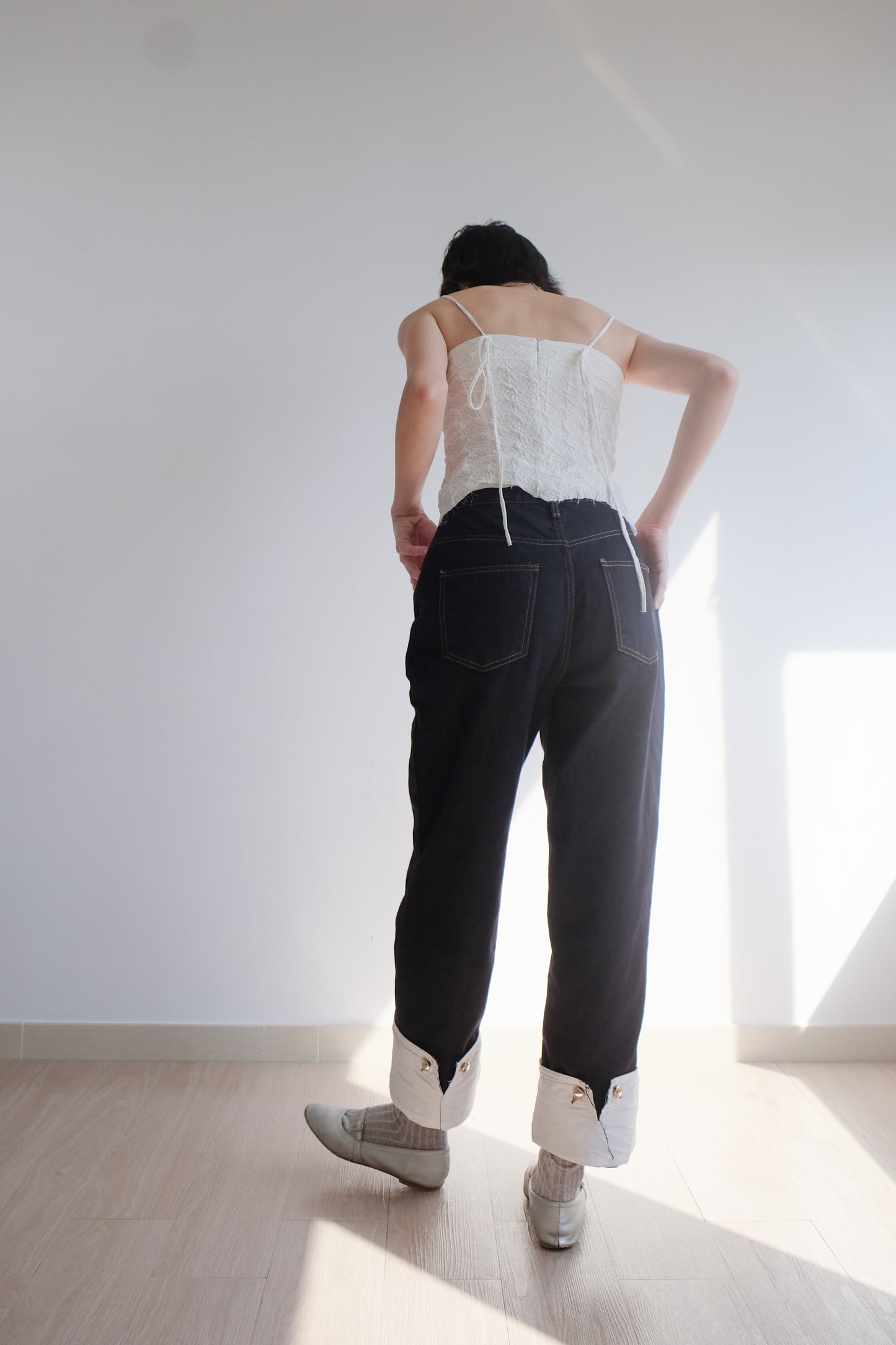 ✨推!"Bailey" 2-Way Hem Unwashed Jeans