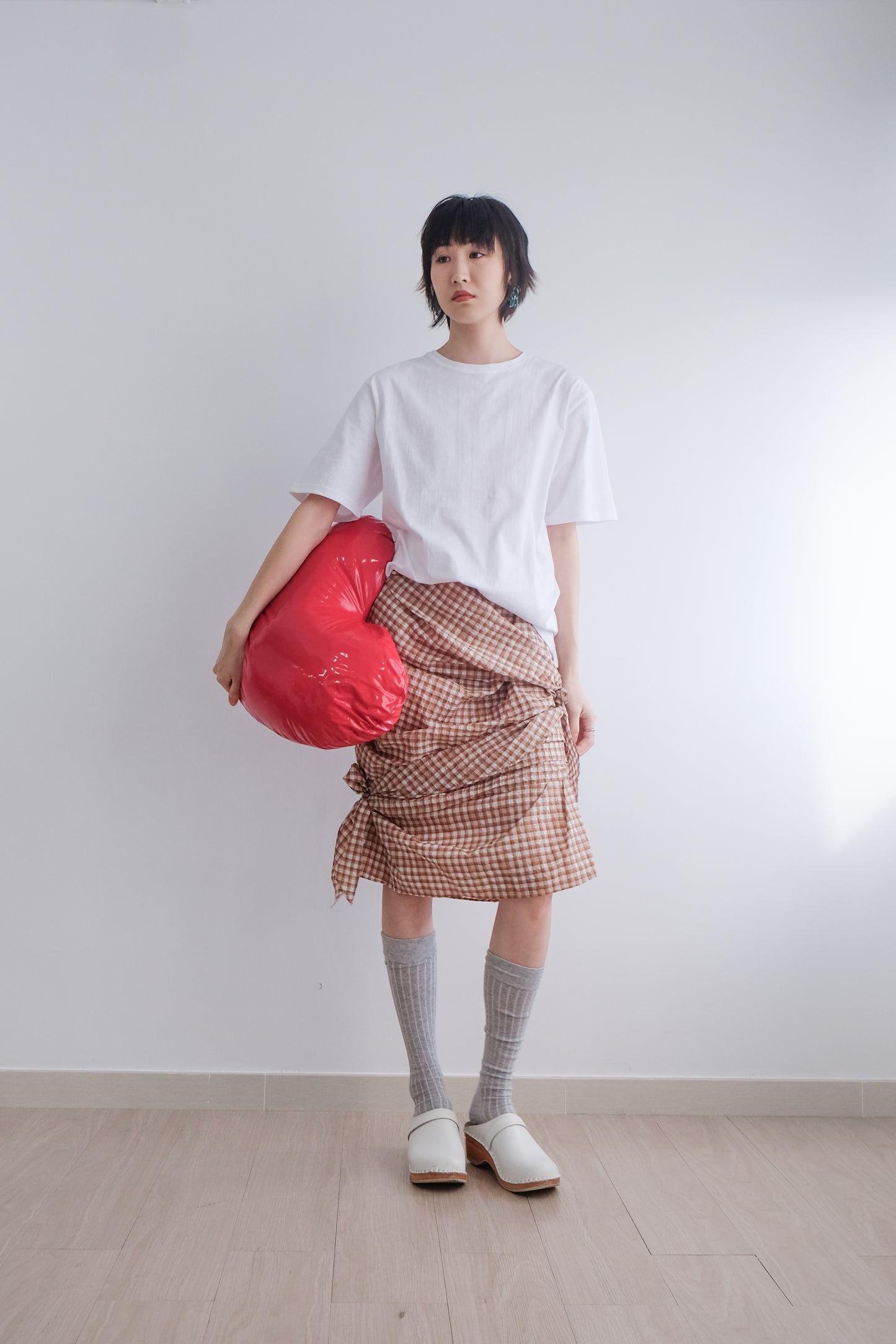 2-way Gingham Knots Top/ Skirt (Brown)