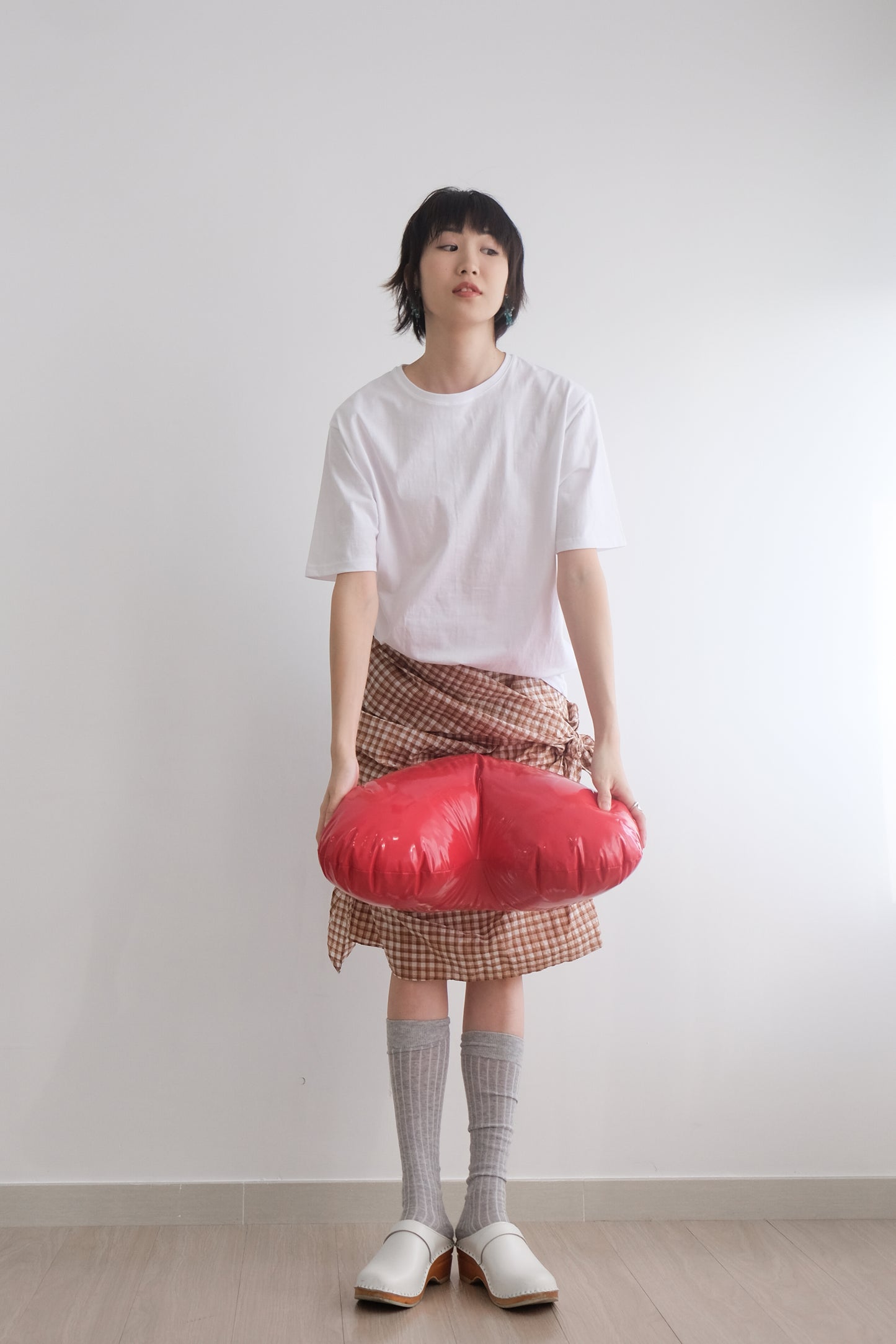 2-way Gingham Knots Top/ Skirt (Brown)