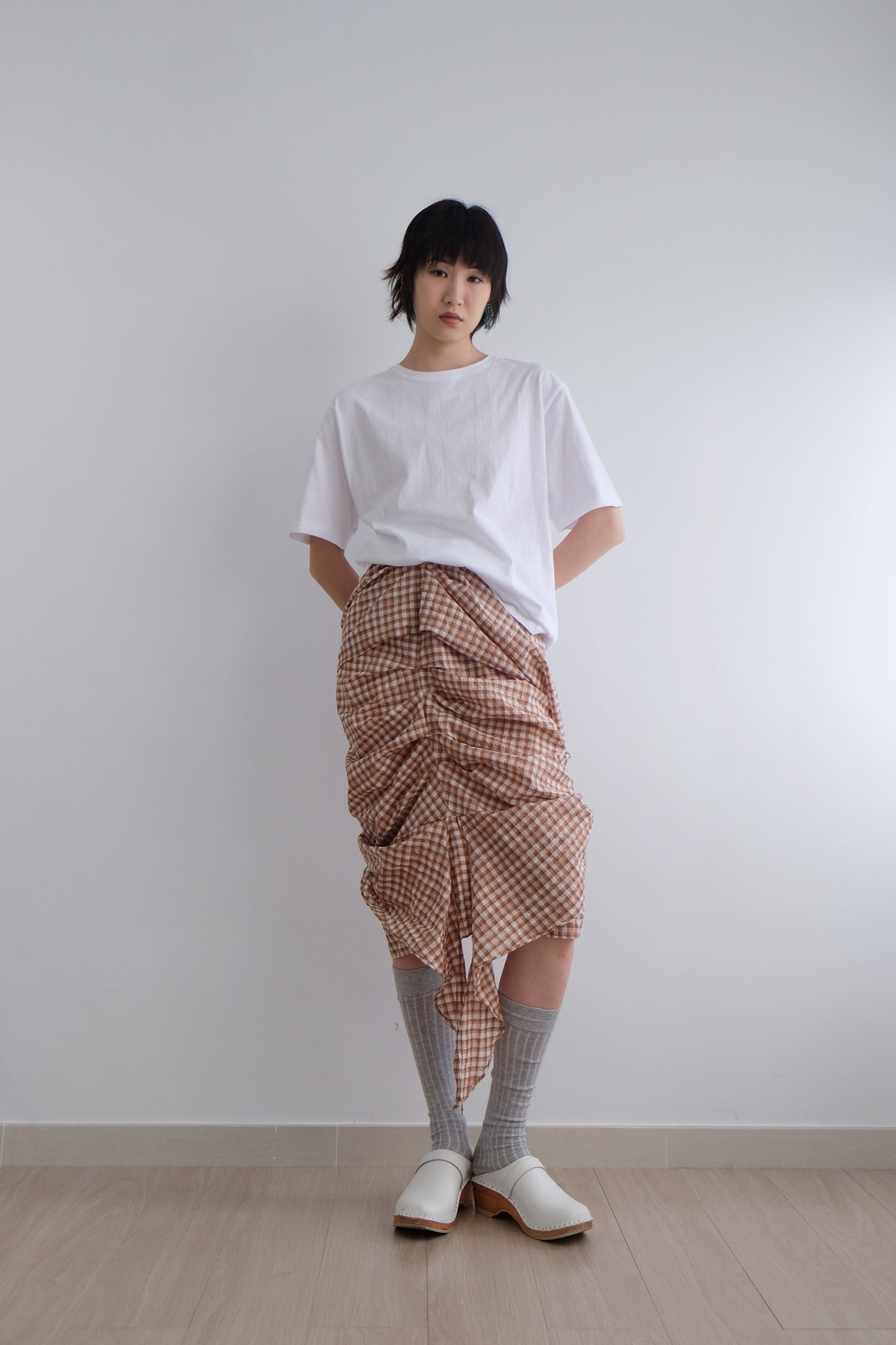 2-way Gingham Knots Top/ Skirt (Brown)
