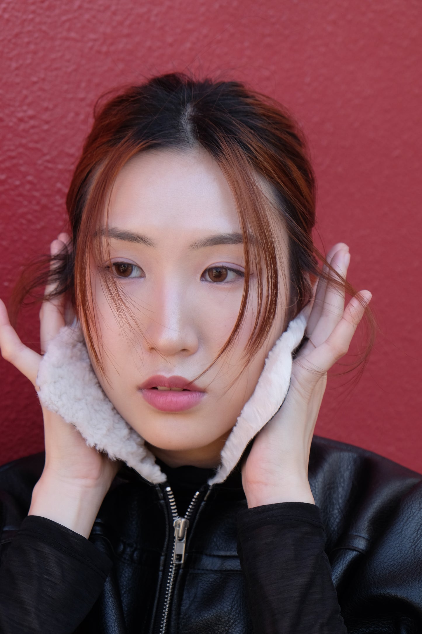 ✨推!"Lana" Puff Sleeve Faux Leather Jacket (Black)