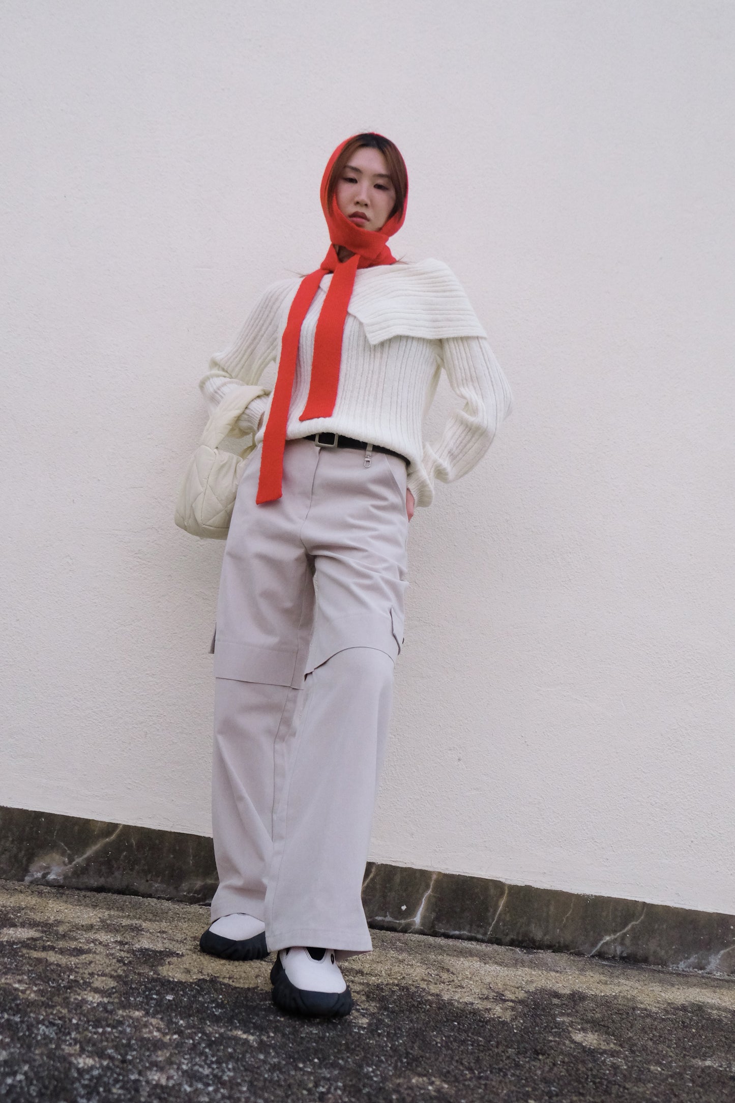✨推!"Jesse" Cargo Pants with Buckles (Ivory)