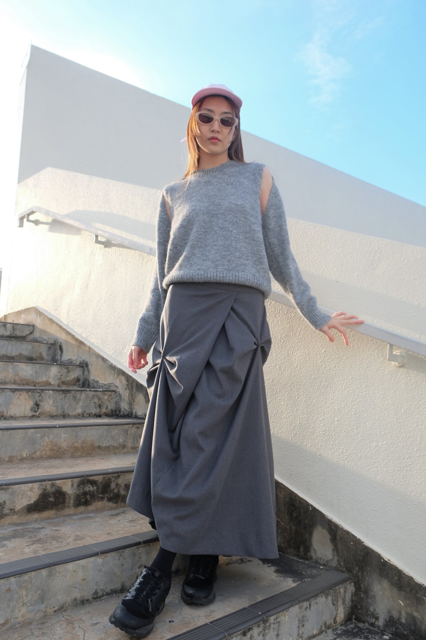 "Dahlia" 3D Bows Skirt (Grey)