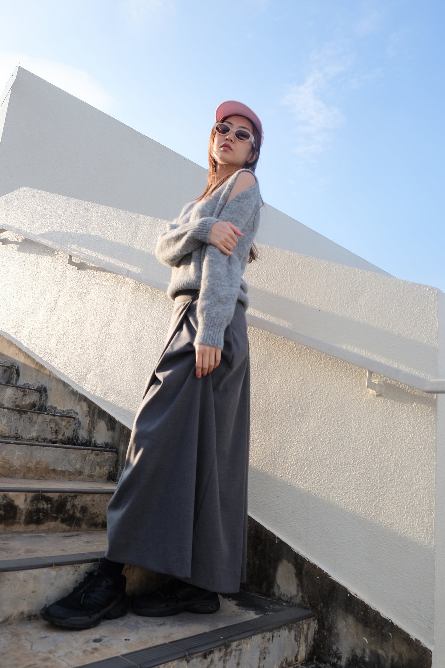 "Dahlia" 3D Bows Skirt (Grey)