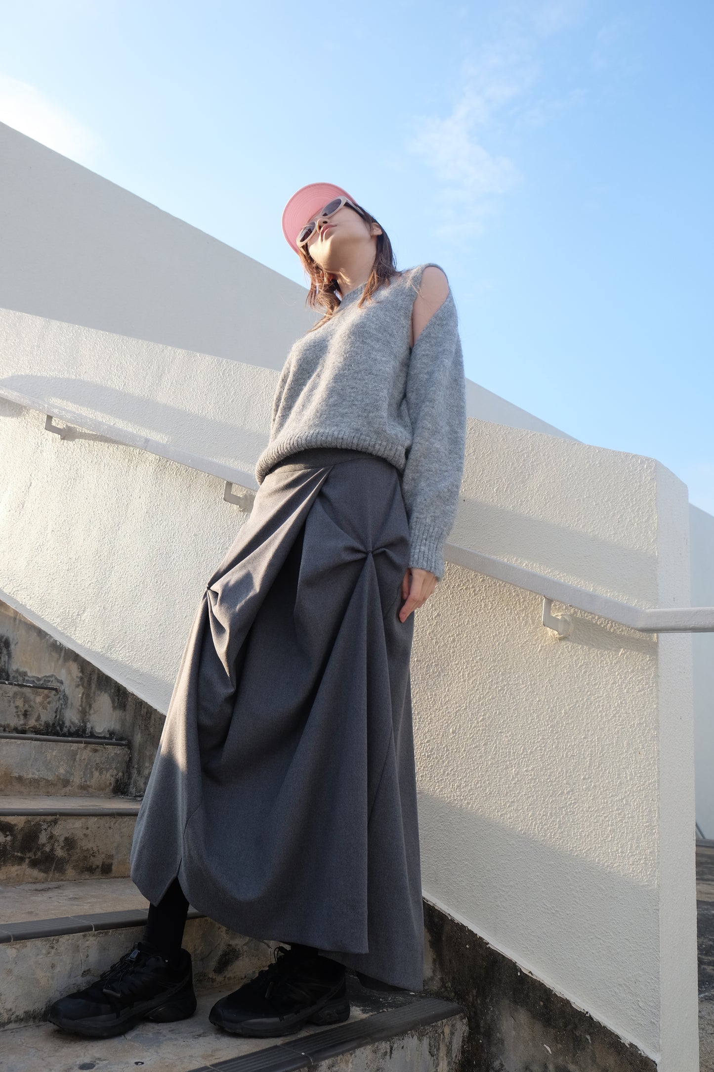"Dahlia" 3D Bows Skirt (Grey)
