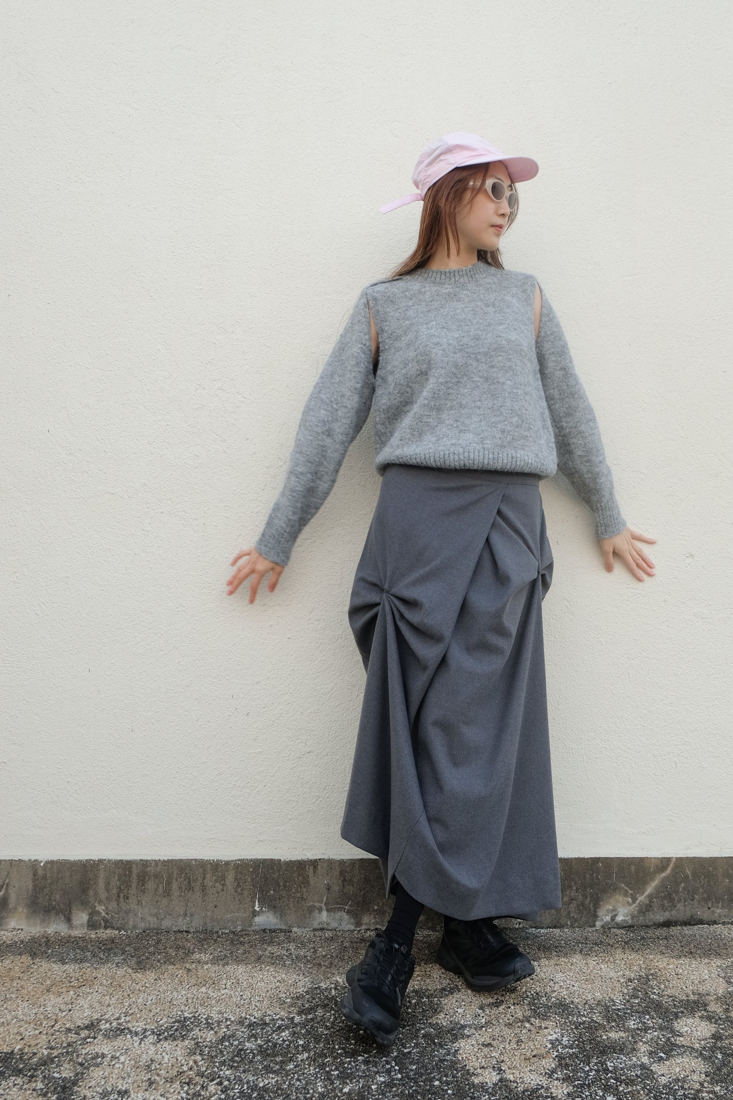 "Dahlia" 3D Bows Skirt (Grey)
