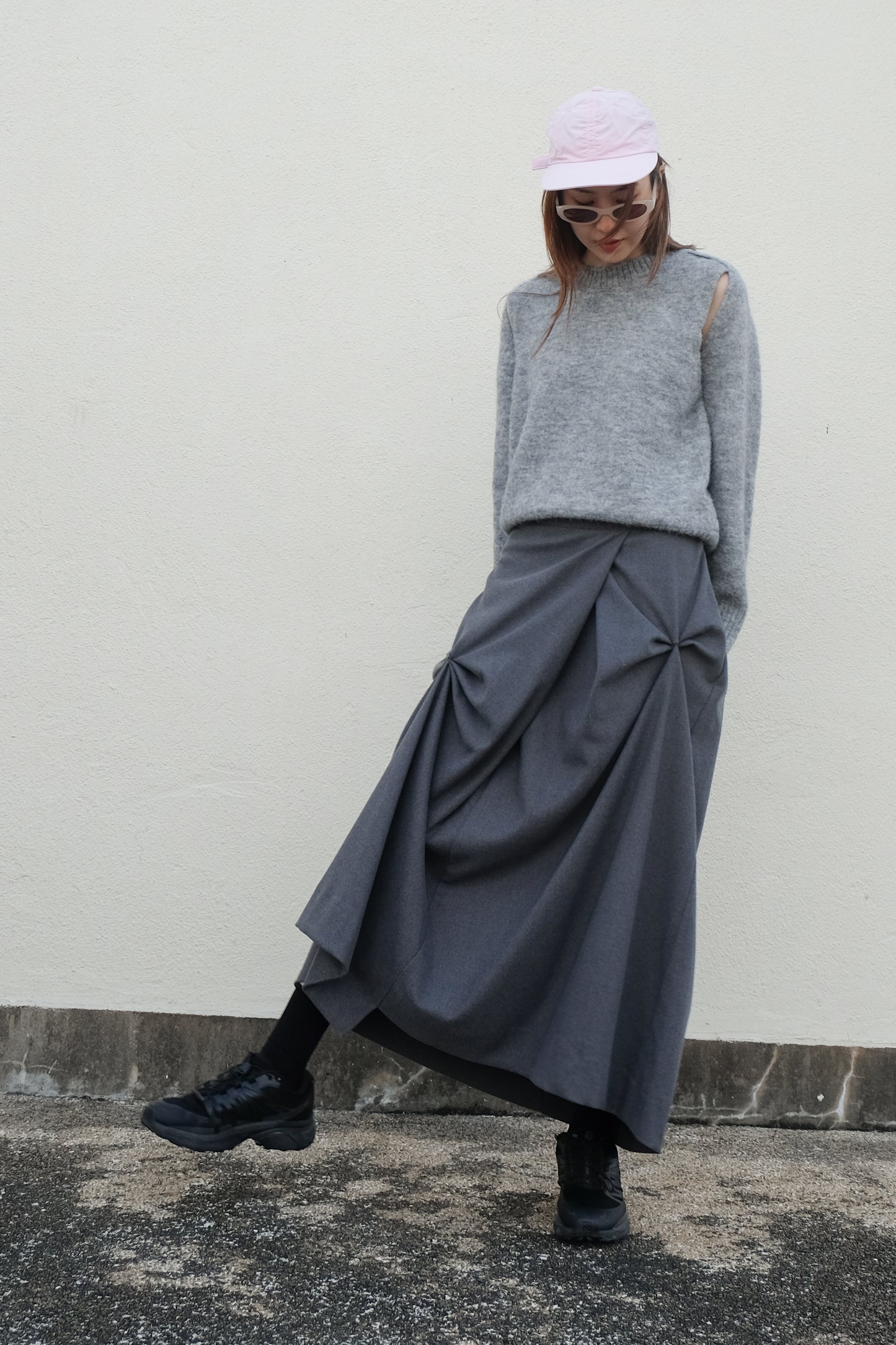 "Dahlia" 3D Bows Skirt (Grey)