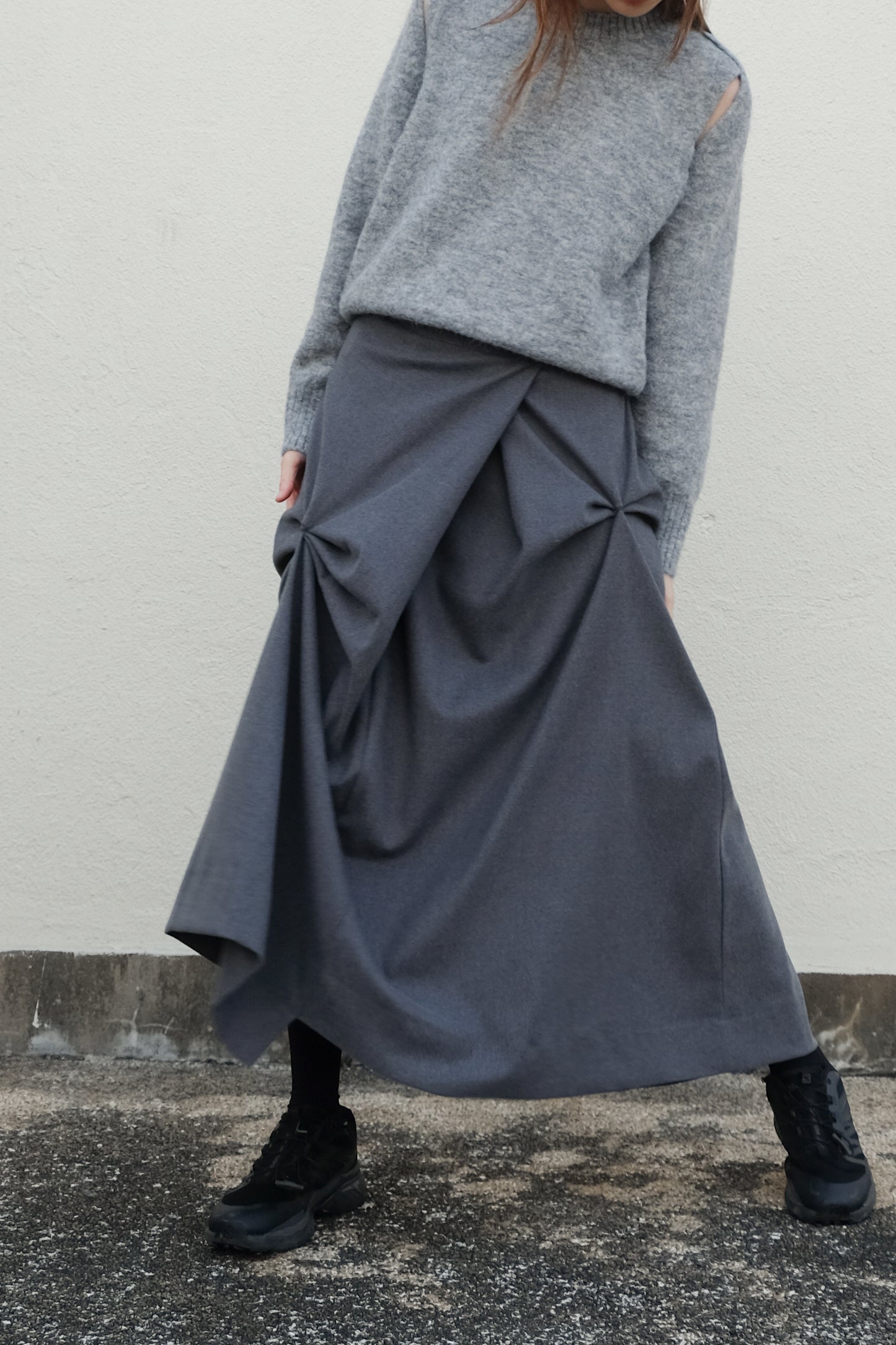 "Dahlia" 3D Bows Skirt (Grey)