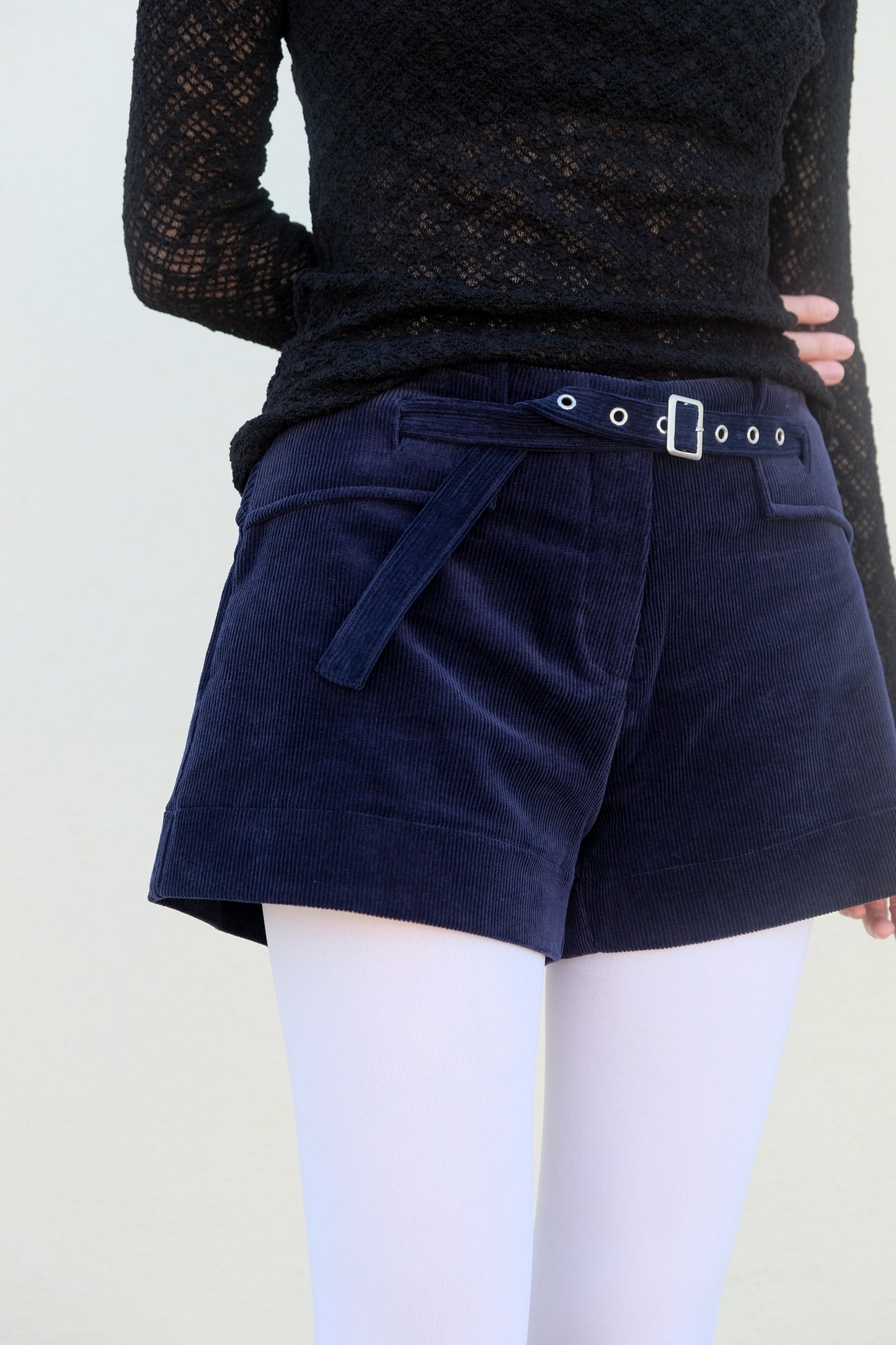 "Blair" Belted Corduroy Shorts