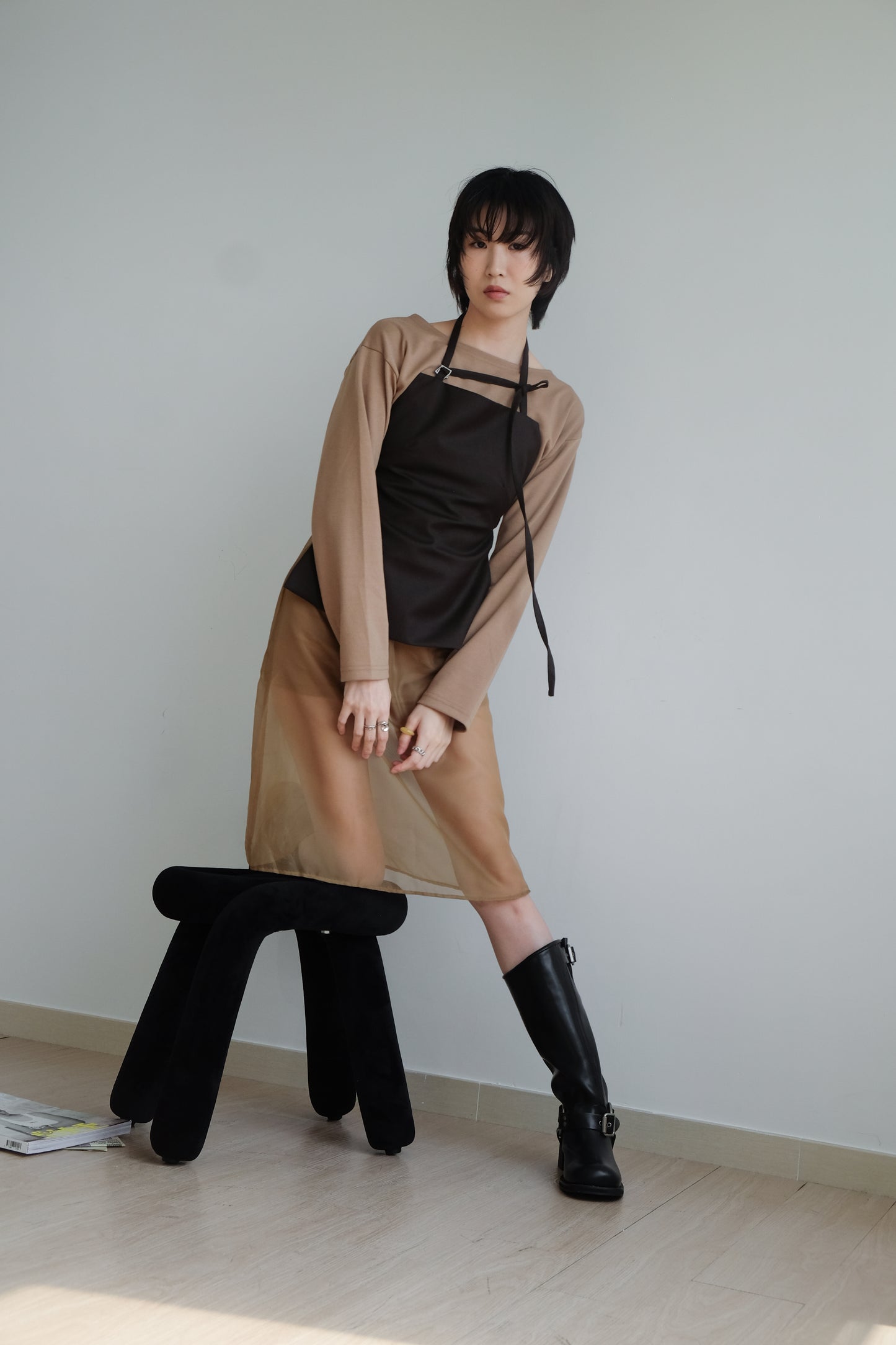 "Tiff" 50%Wool Backless Corset (Brown)