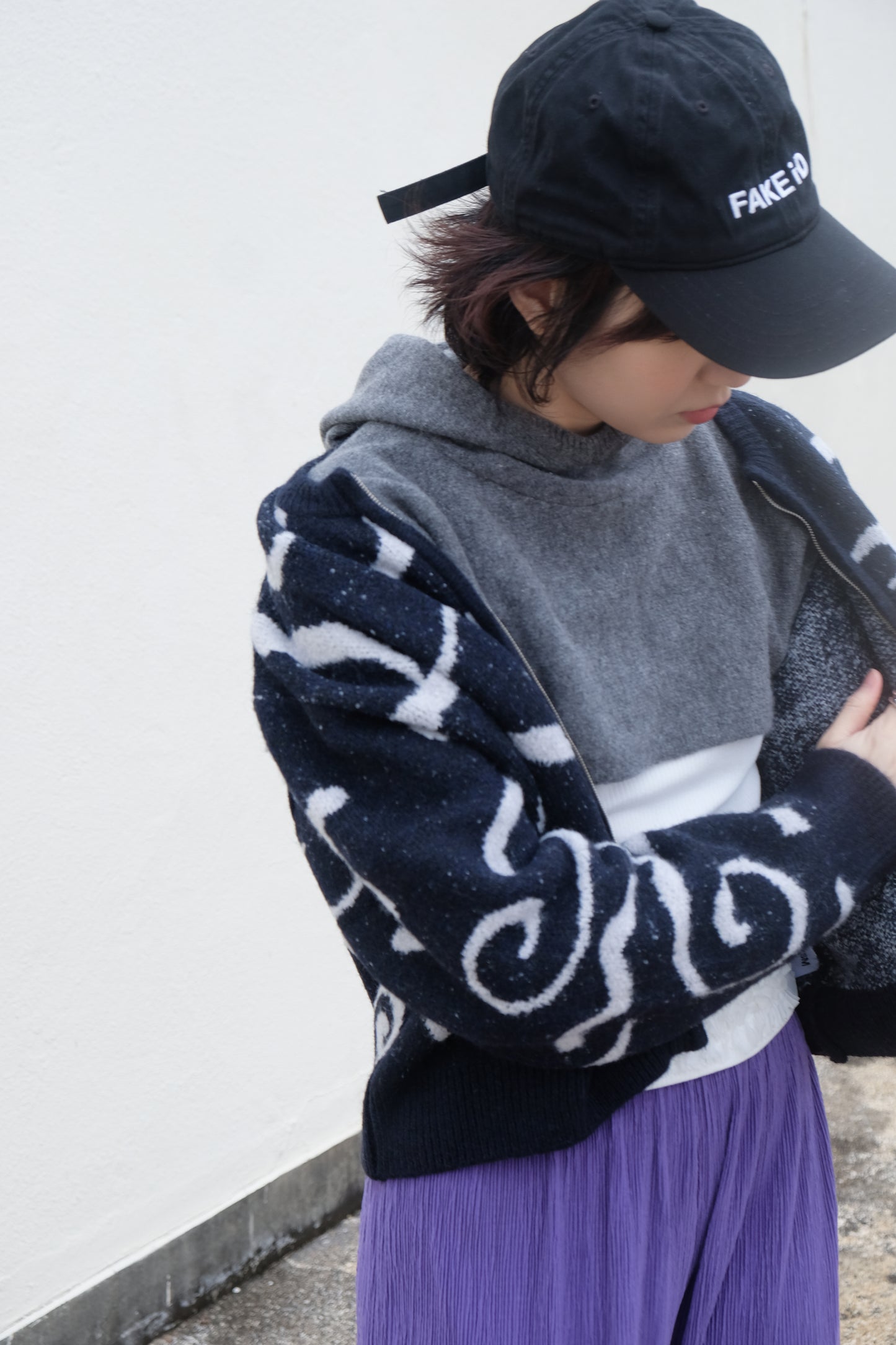 ✨推!"Yin Yang" Wool Knit Zip Jacket (Black)