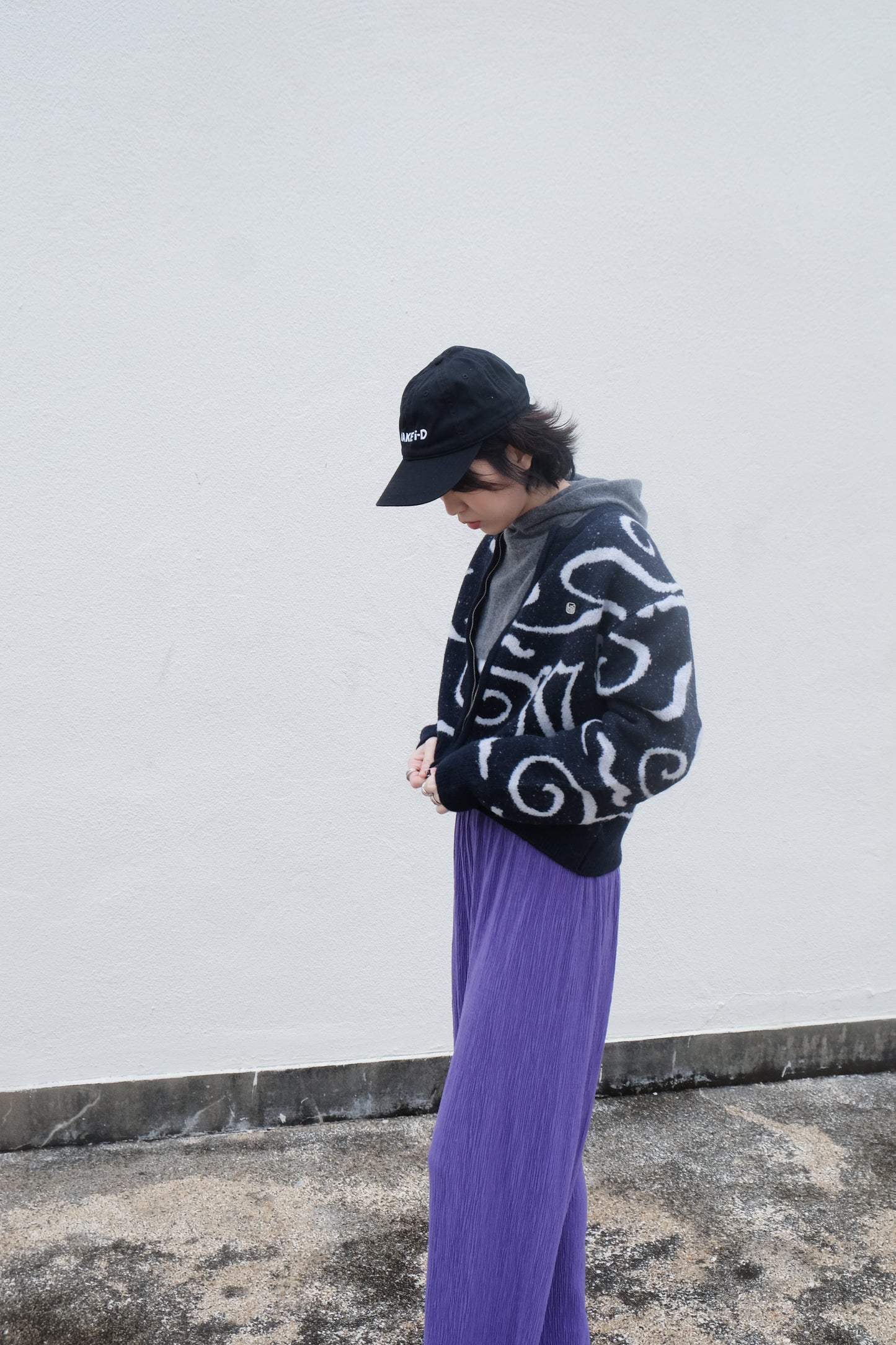 ✨推!"Yin Yang" Wool Knit Zip Jacket (Black)