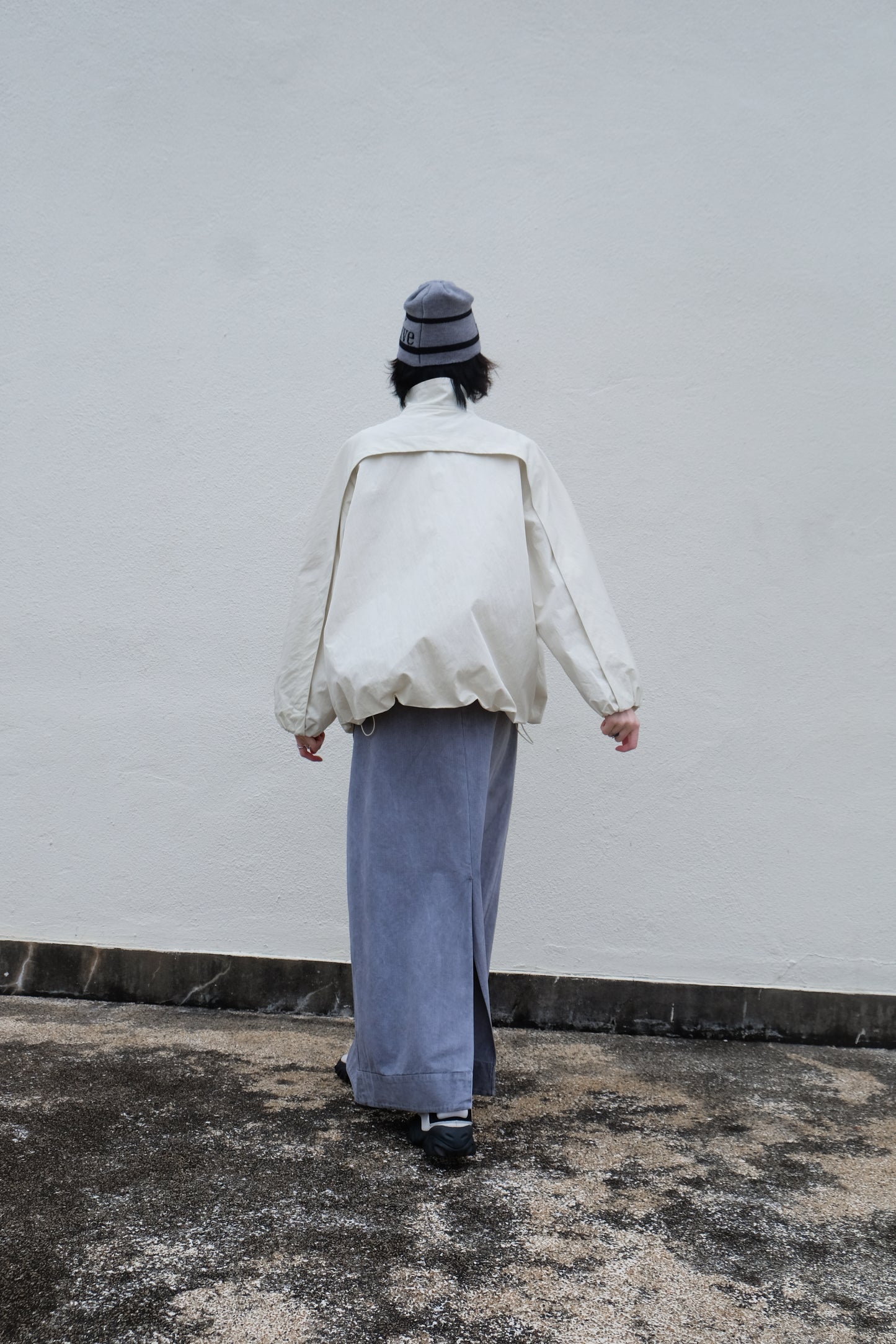 ✨推!"Andre" 90s Heavy Washed Cotton A-line Skirt (Grey)