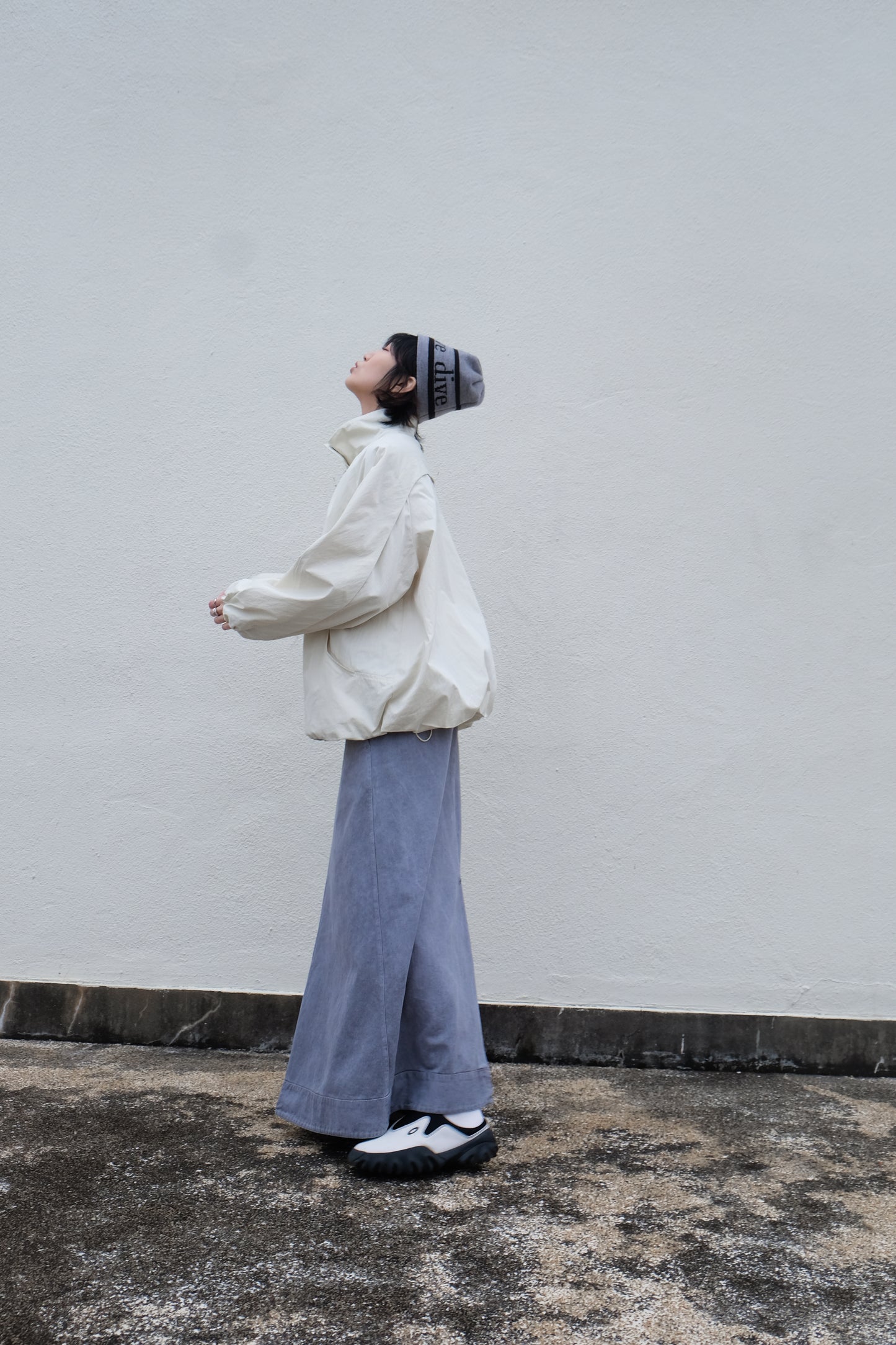✨推!"Andre" 90s Heavy Washed Cotton A-line Skirt (Grey)