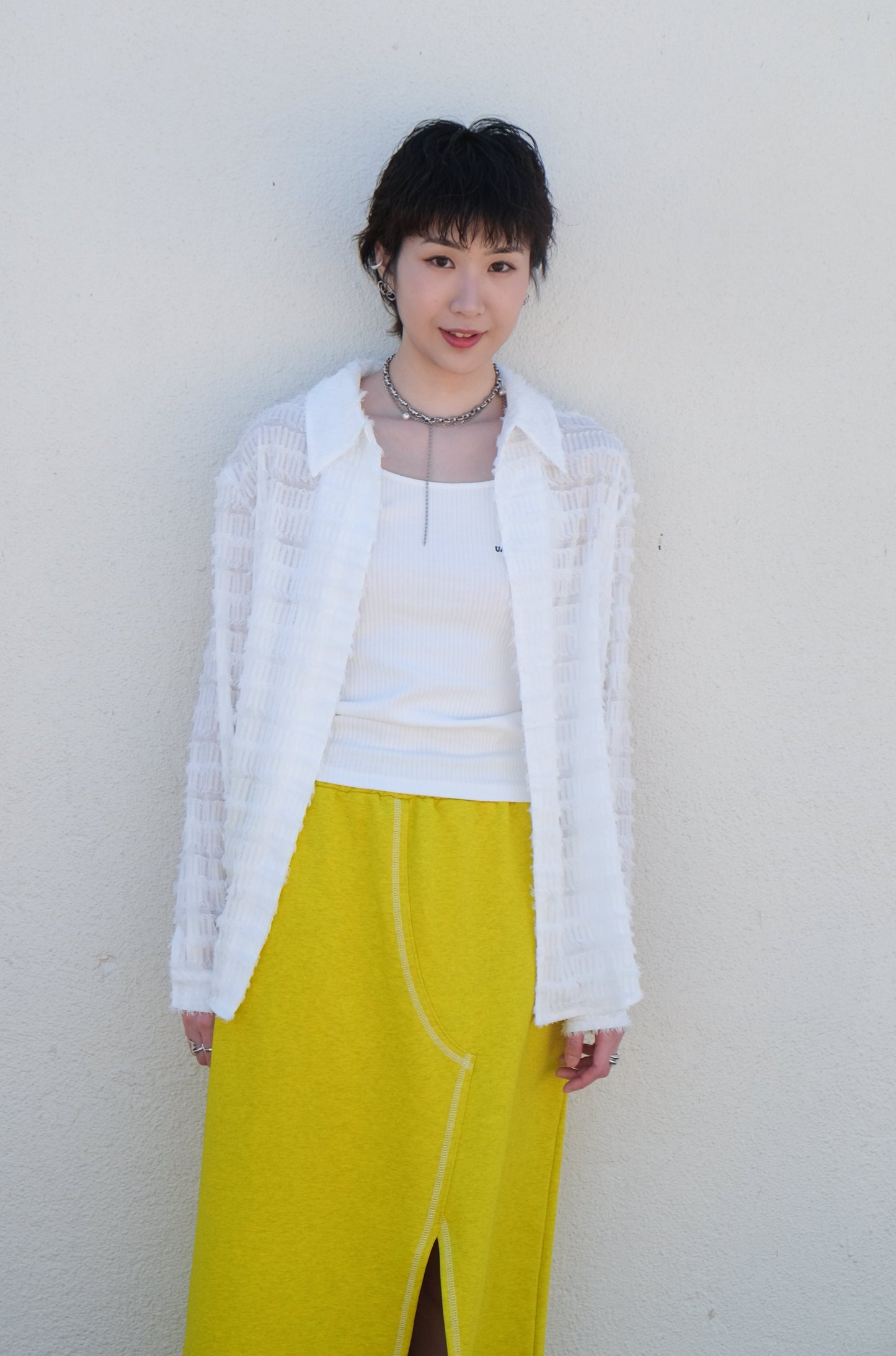 ✨推!Feather See-through Shirt (White)