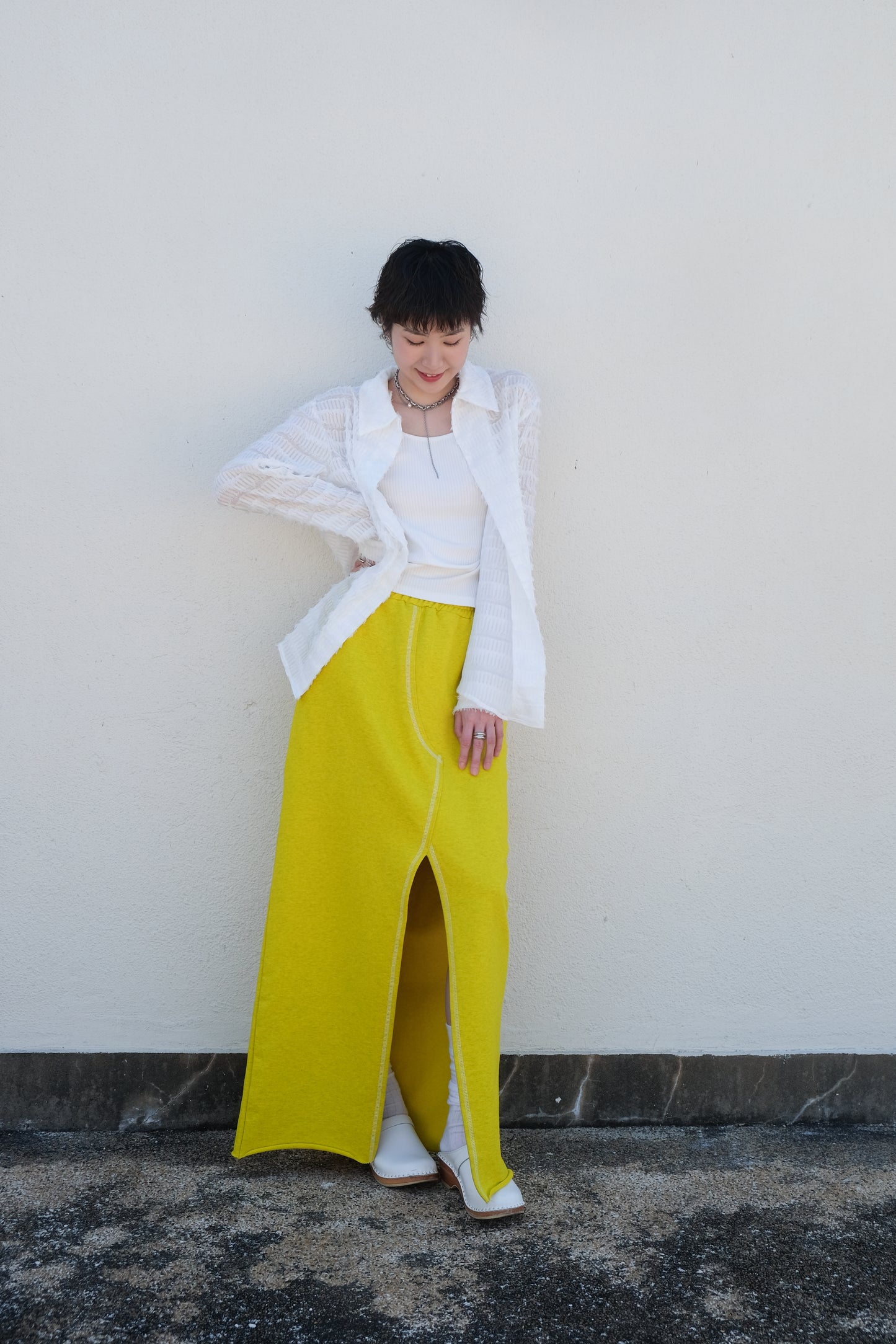 ✨推!Feather See-through Shirt (White)