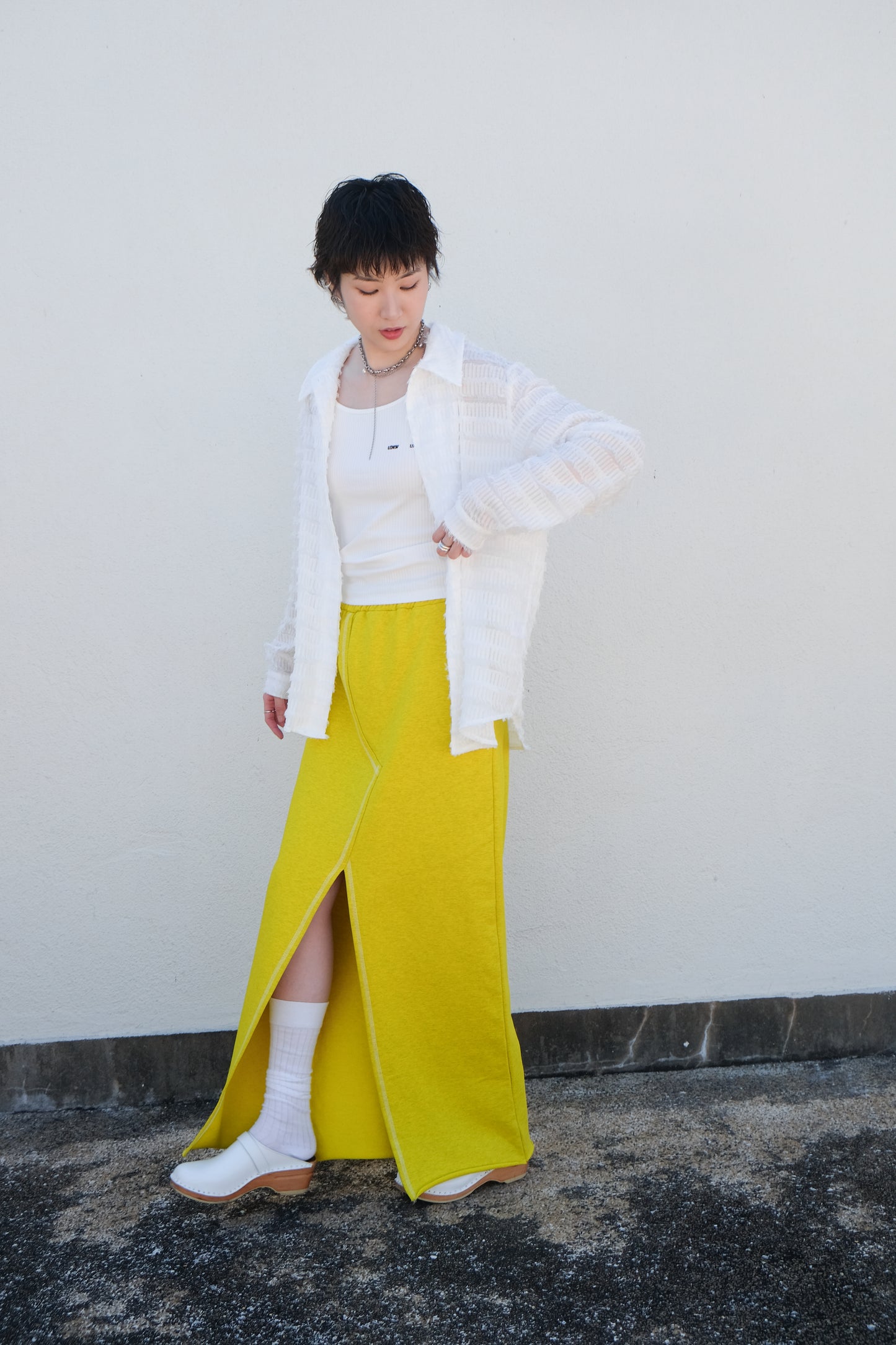 ✨推!Feather See-through Shirt (White)
