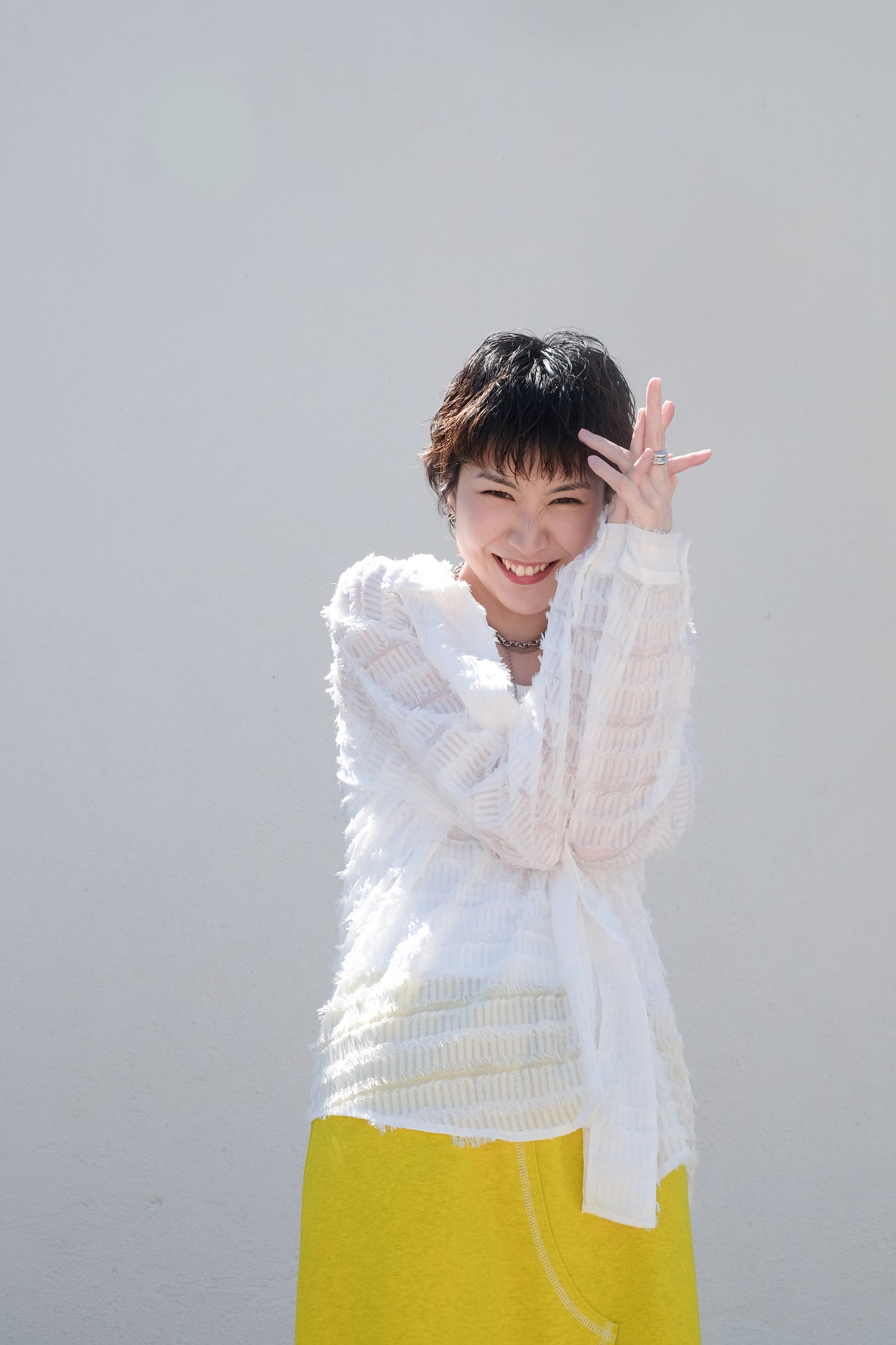 ✨推!Feather See-through Shirt (White)
