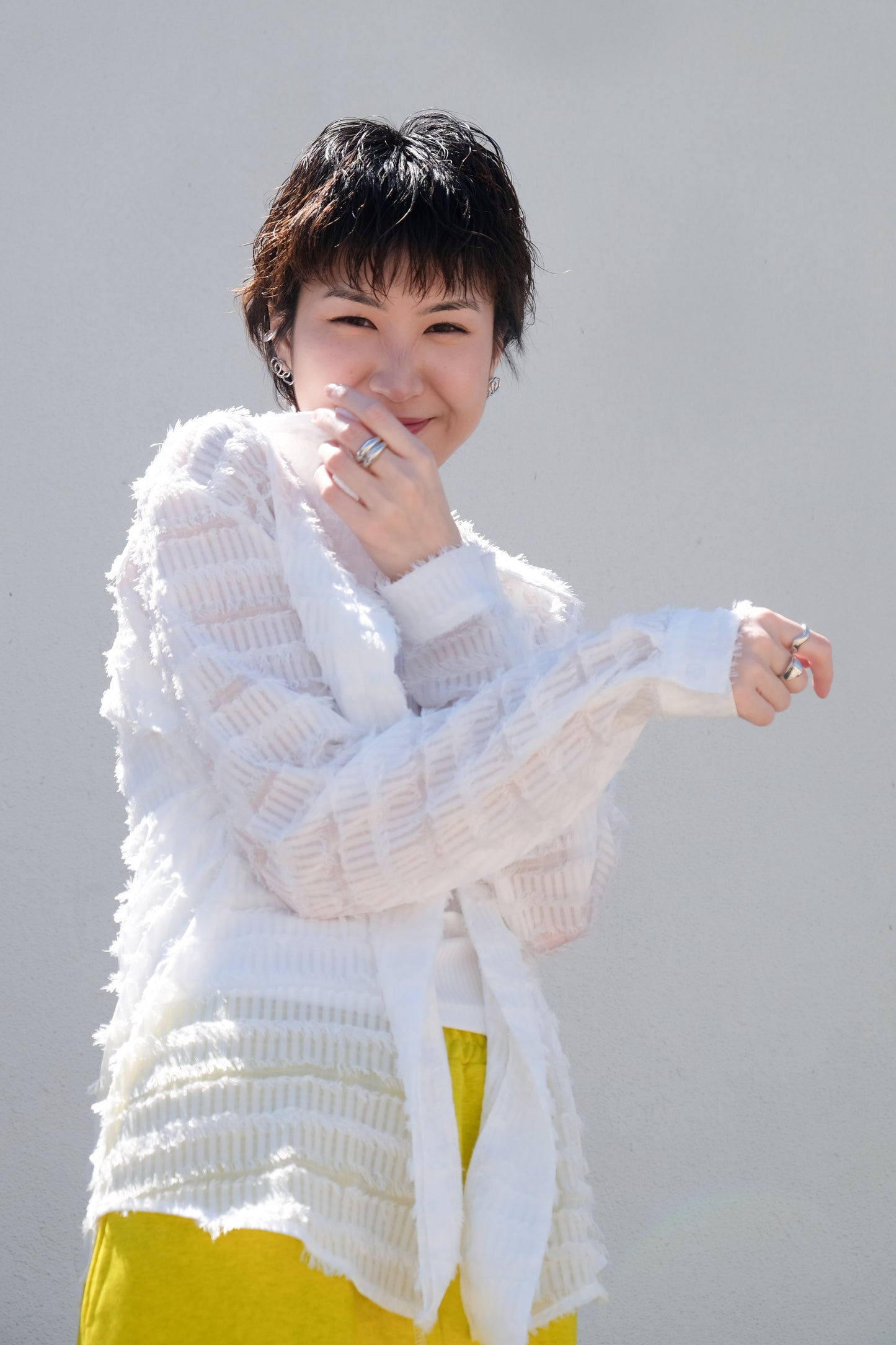 ✨推!Feather See-through Shirt (White)