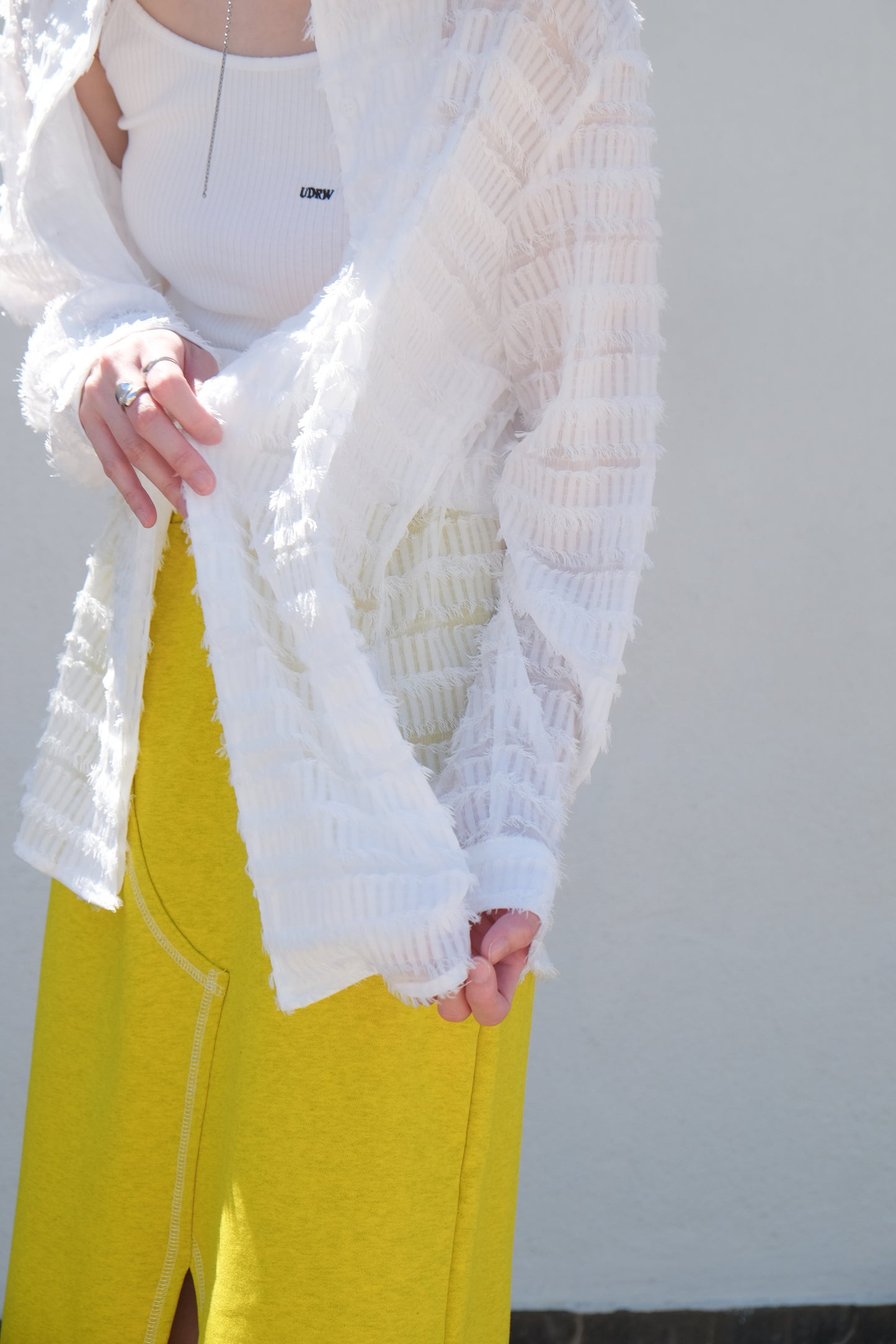 ✨推!Feather See-through Shirt (White)