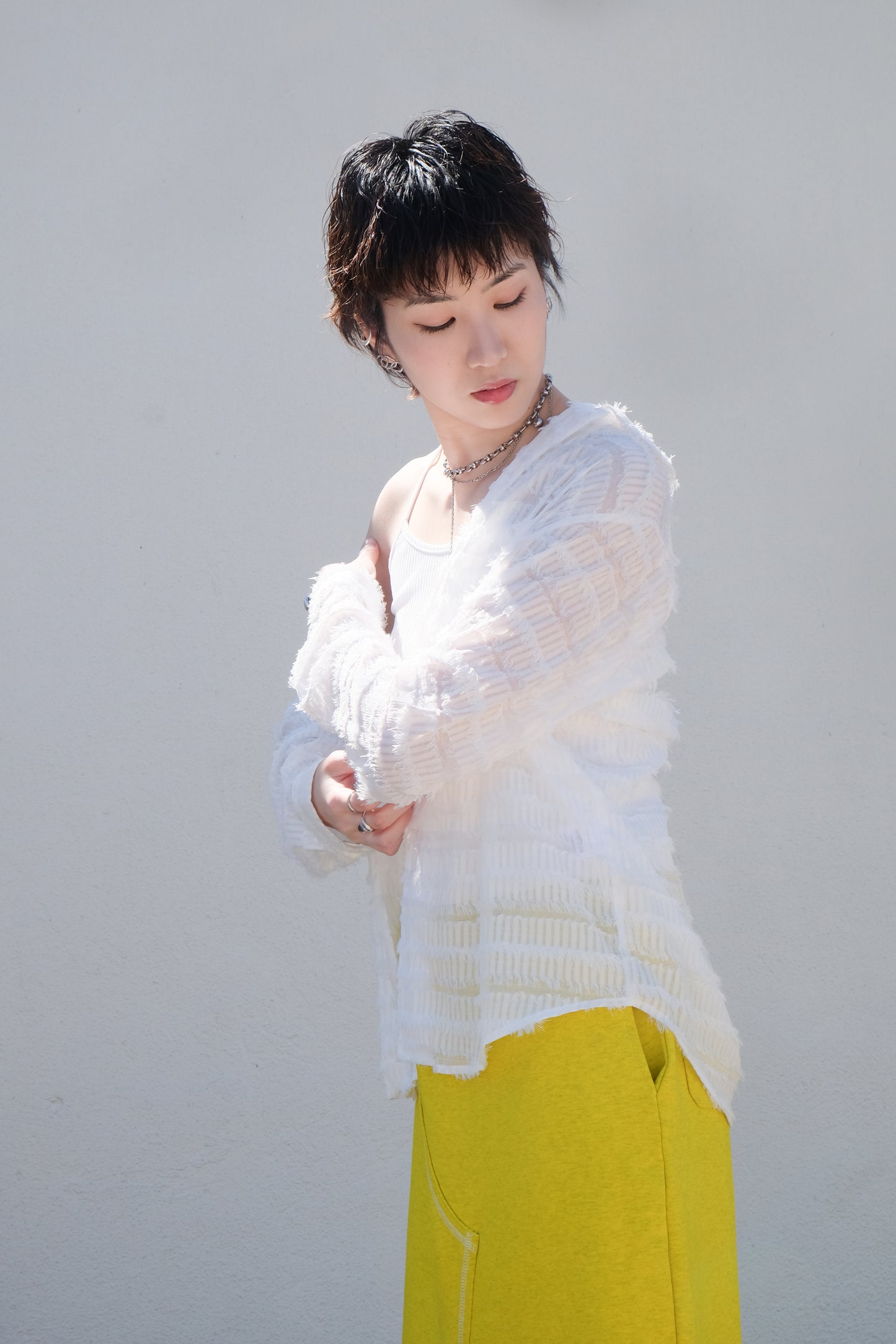 ✨推!Feather See-through Shirt (White)