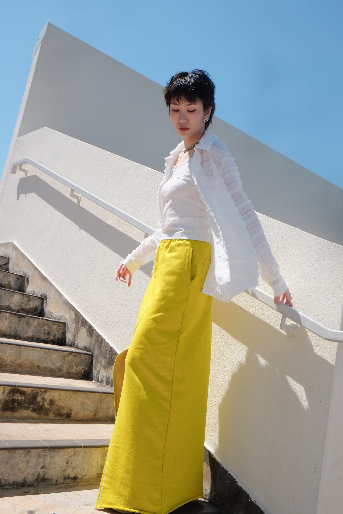 ✨推!Feather See-through Shirt (White)