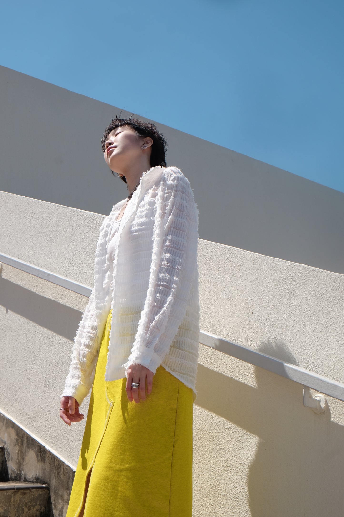 ✨推!Feather See-through Shirt (White)