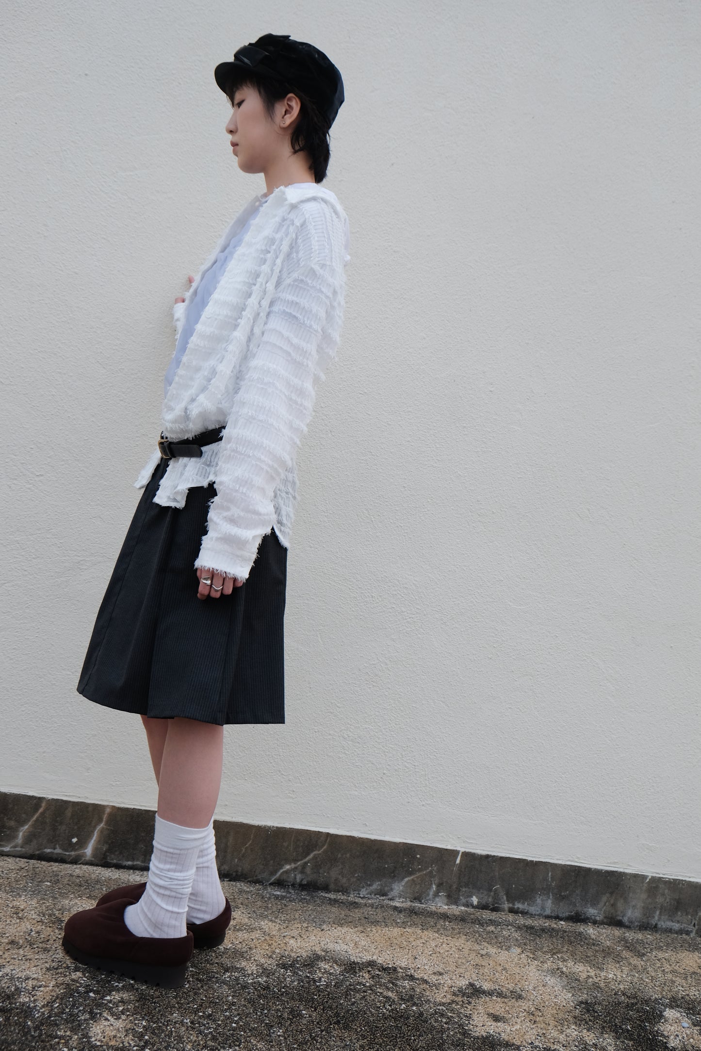 ✨推!Feather See-through Shirt (White)
