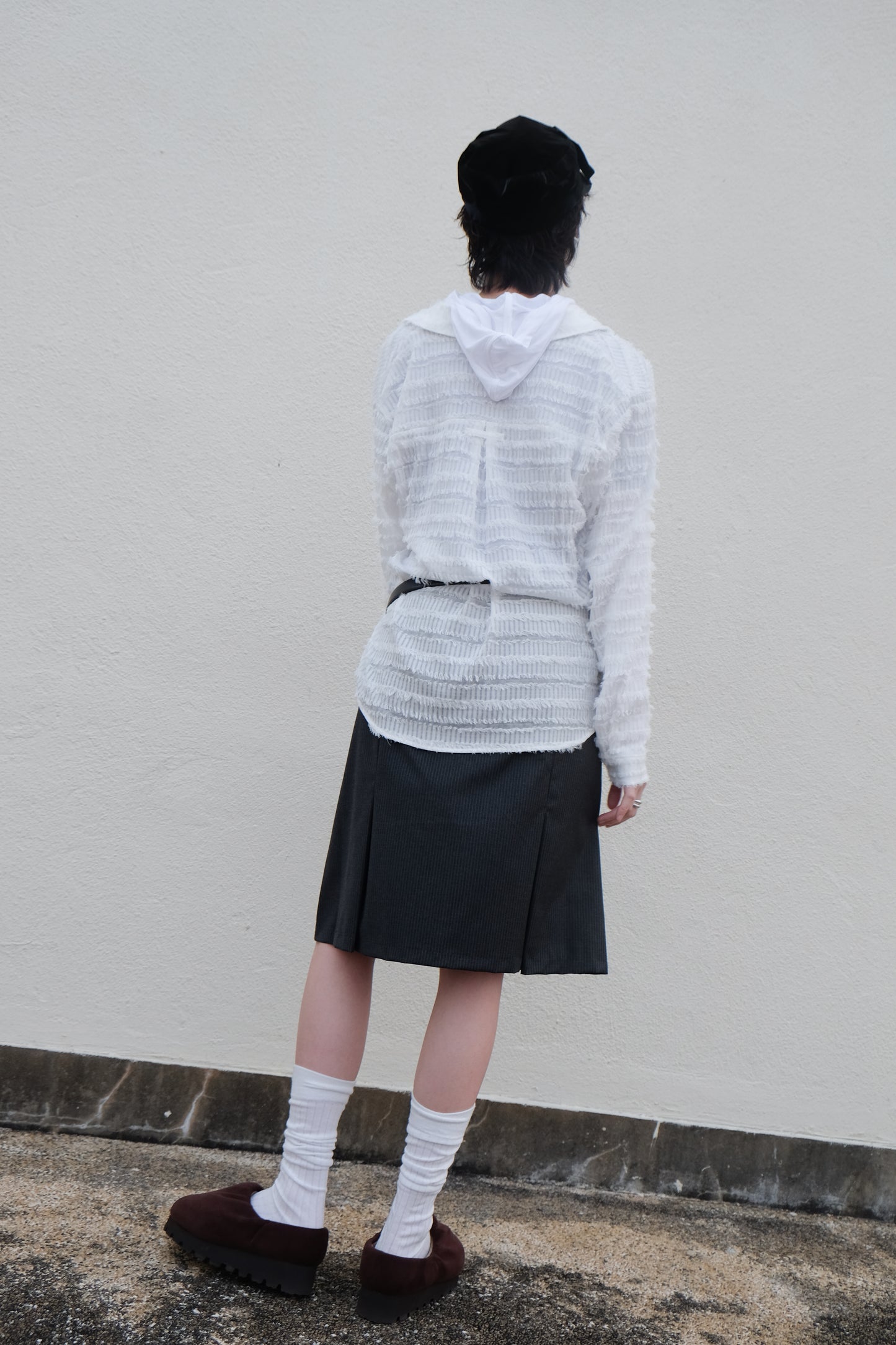 ✨推!Feather See-through Shirt (White)