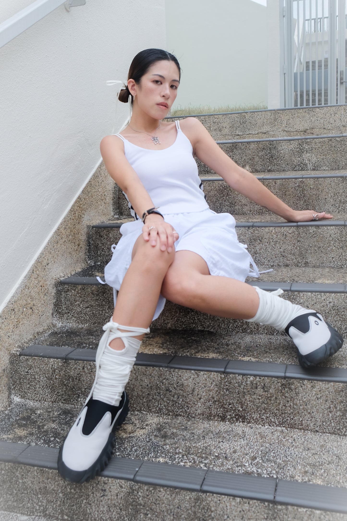 ✨推!"Ballet Boy" Ribboned Shorts (White)