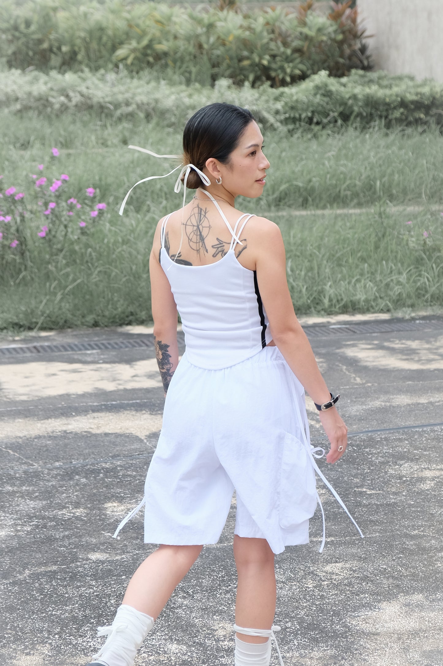 ✨推!"Ballet Boy" Ribboned Shorts (White)