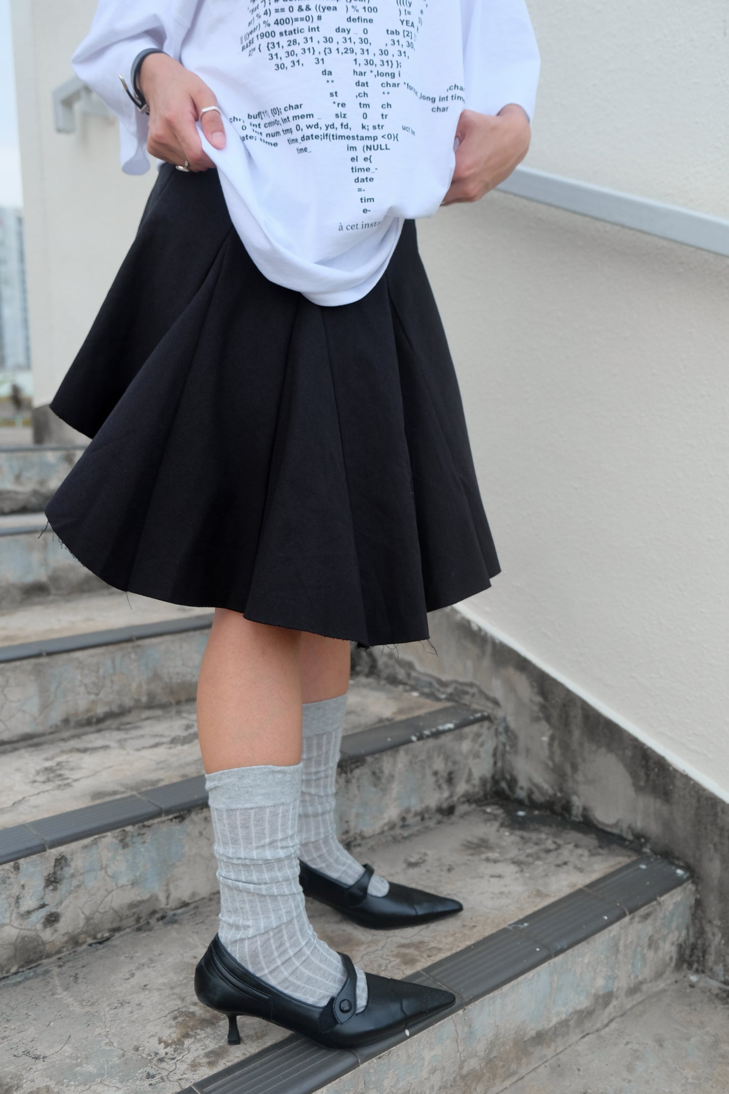 "Jackie" Raw Edge Flare Skirt
