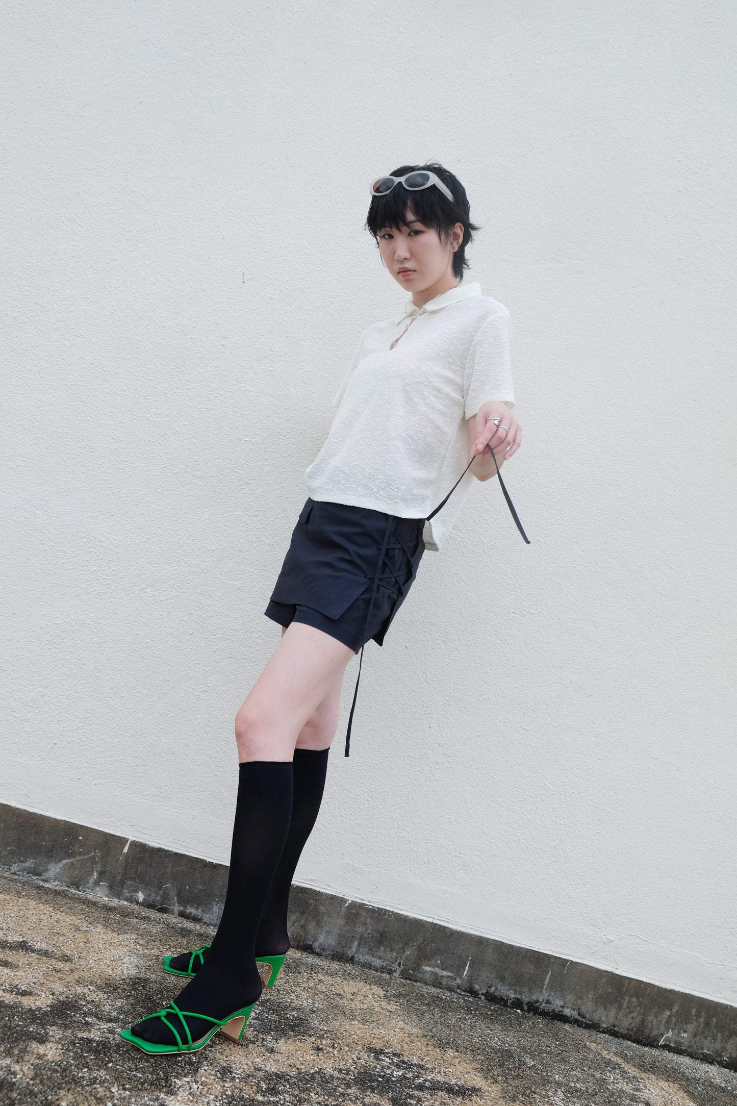 ✨推!"Lipa" Lace-up Layered Skorts (Army Green)