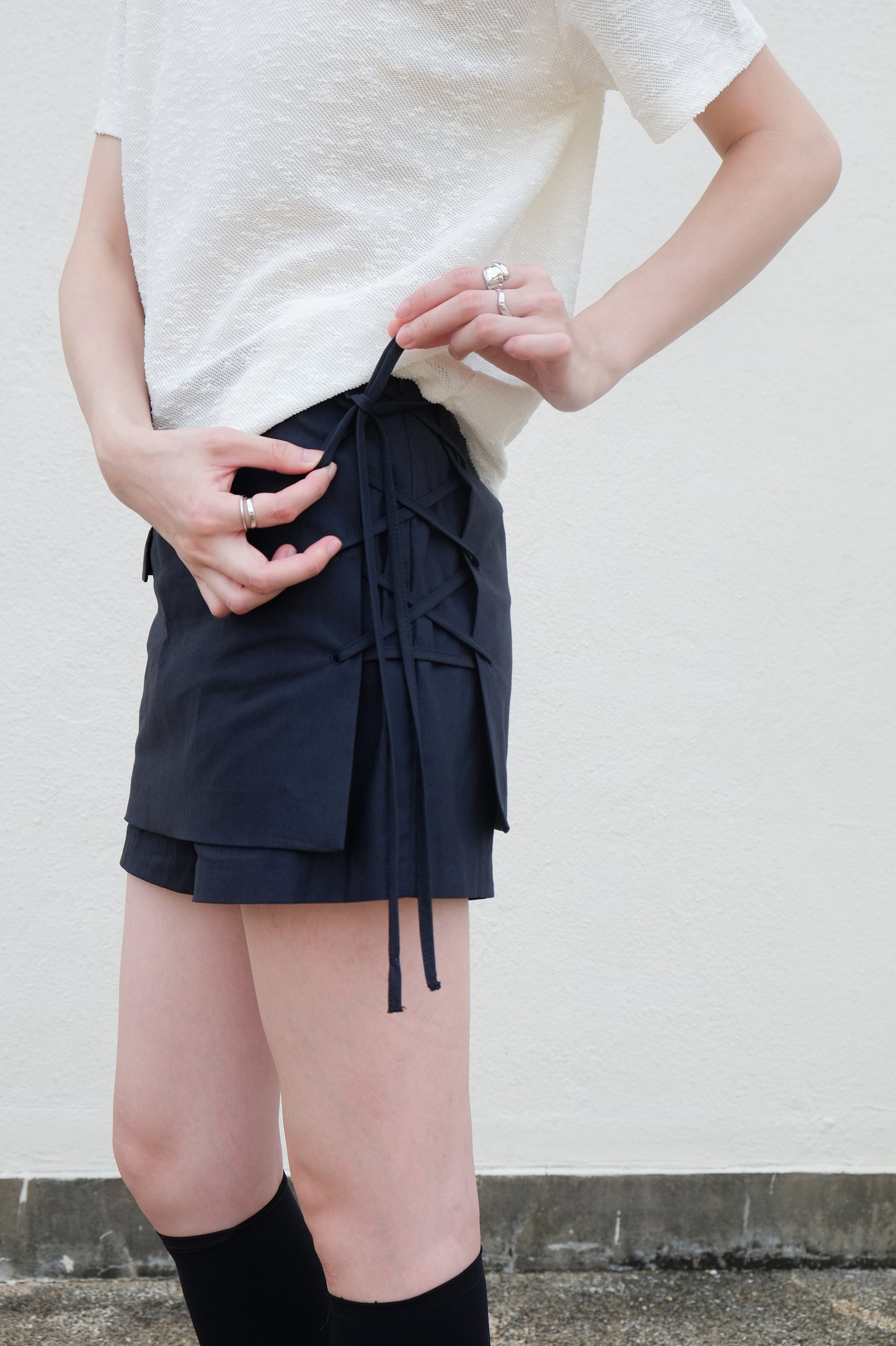 ✨推!"Lipa" Lace-up Layered Skorts (Army Green)