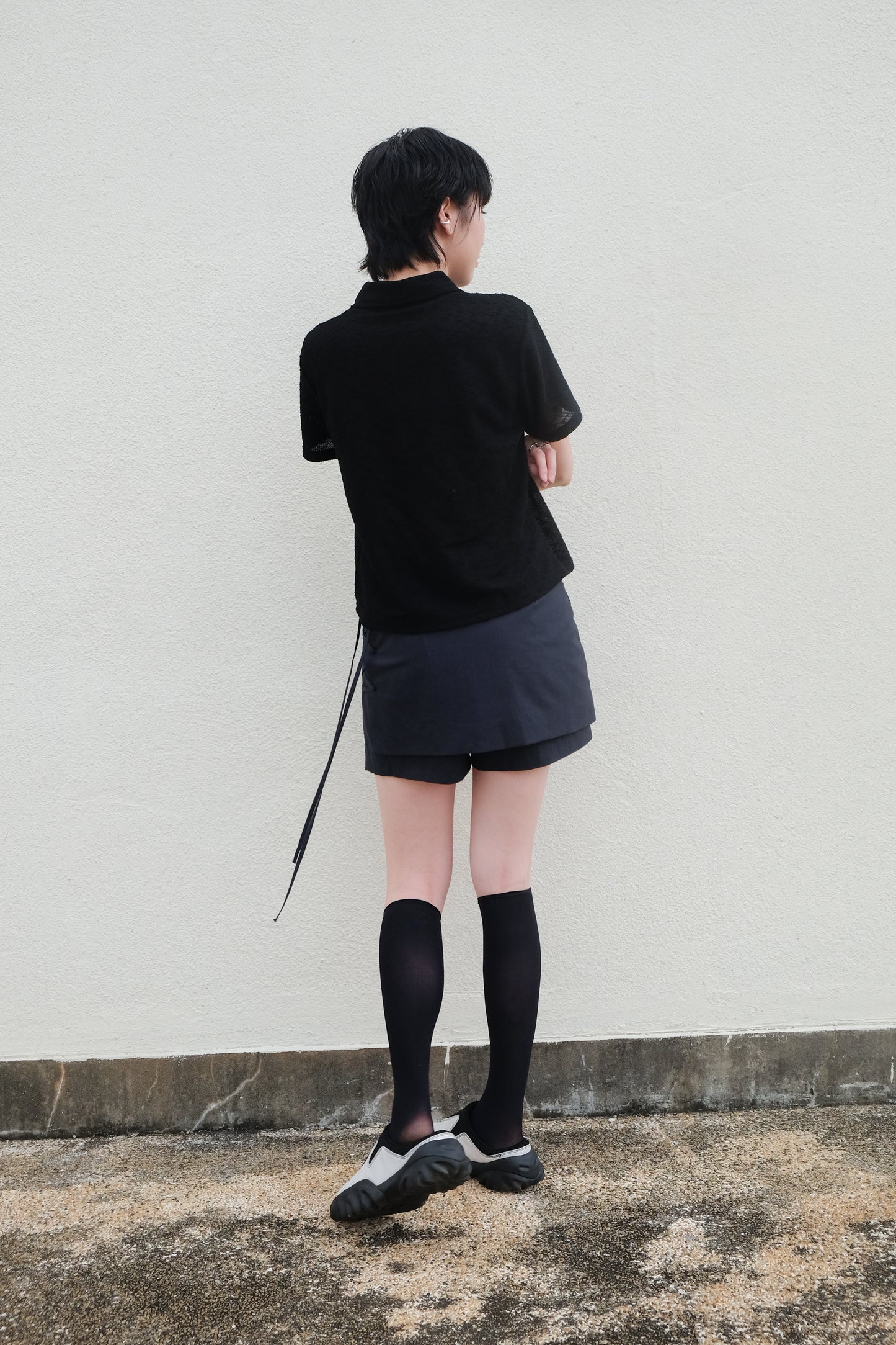 ✨推!"Lipa" Lace-up Layered Skorts (Navy)
