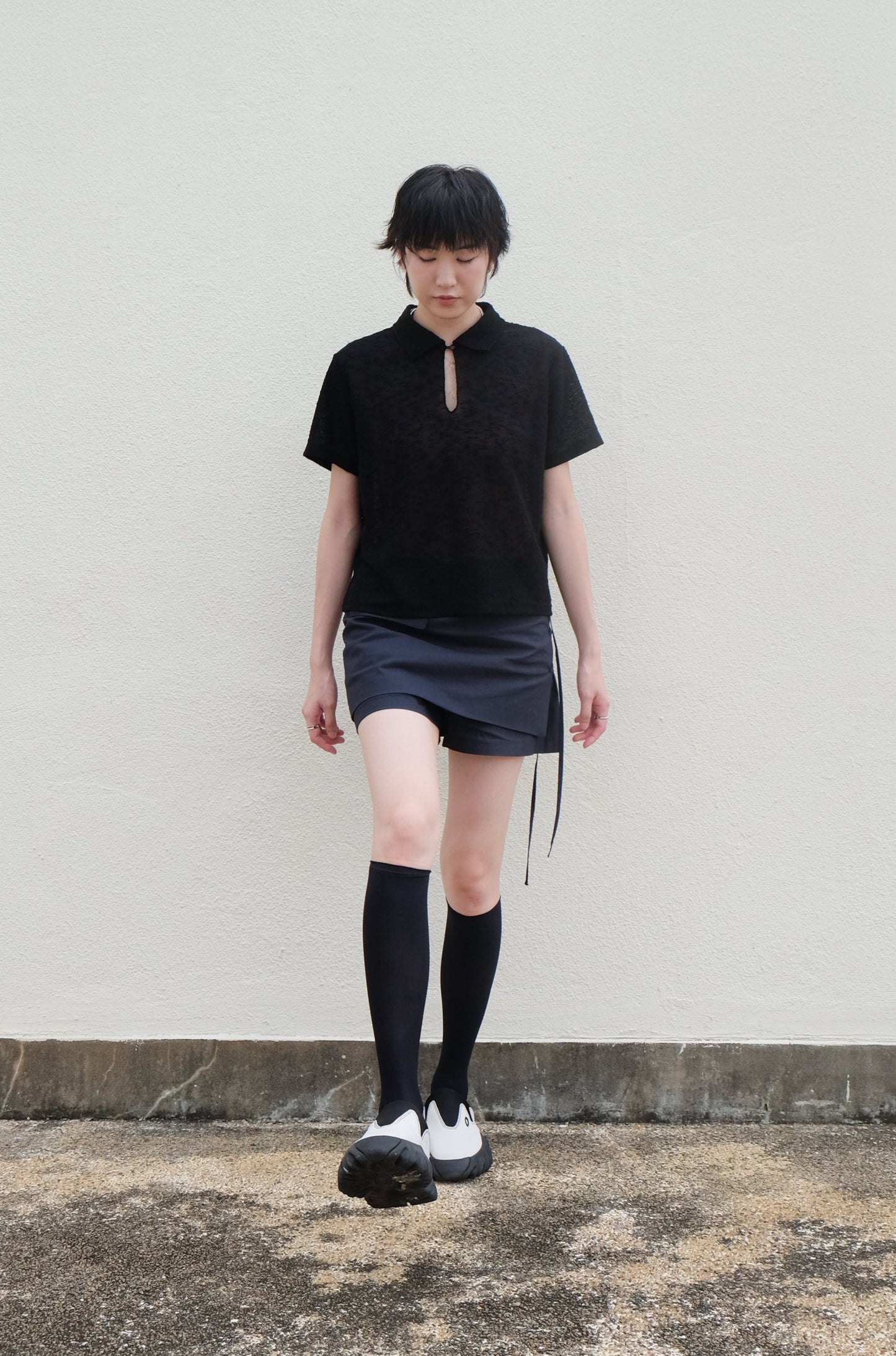 ✨推!"Lipa" Lace-up Layered Skorts (Navy)