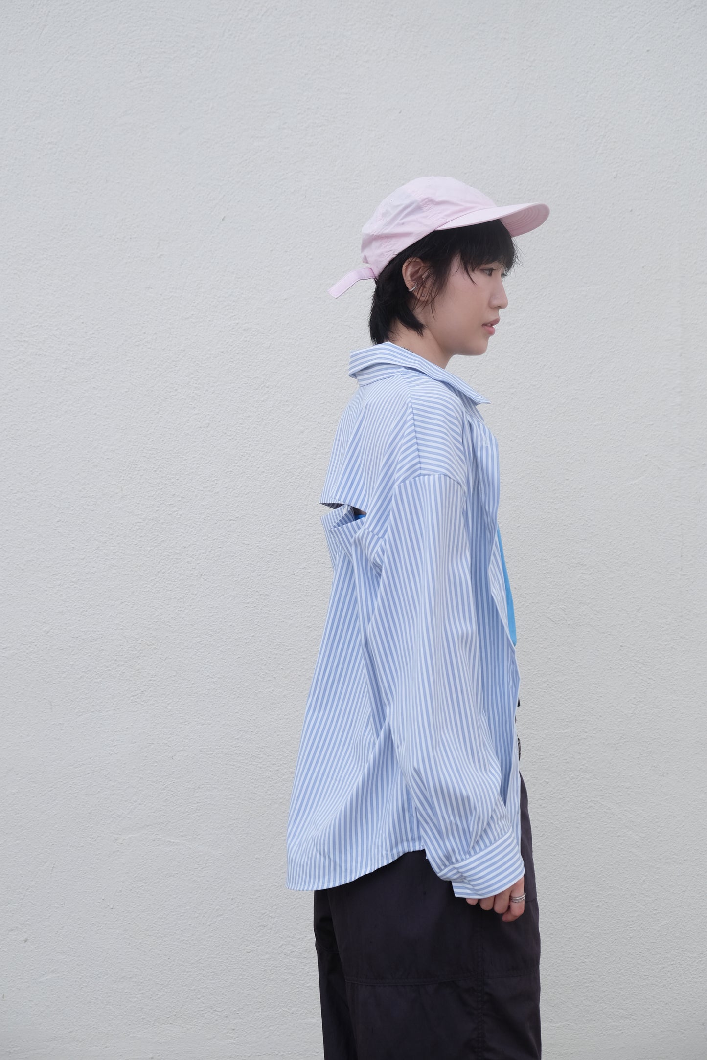 "Eyes" Cut-out Striped Summer Shirt