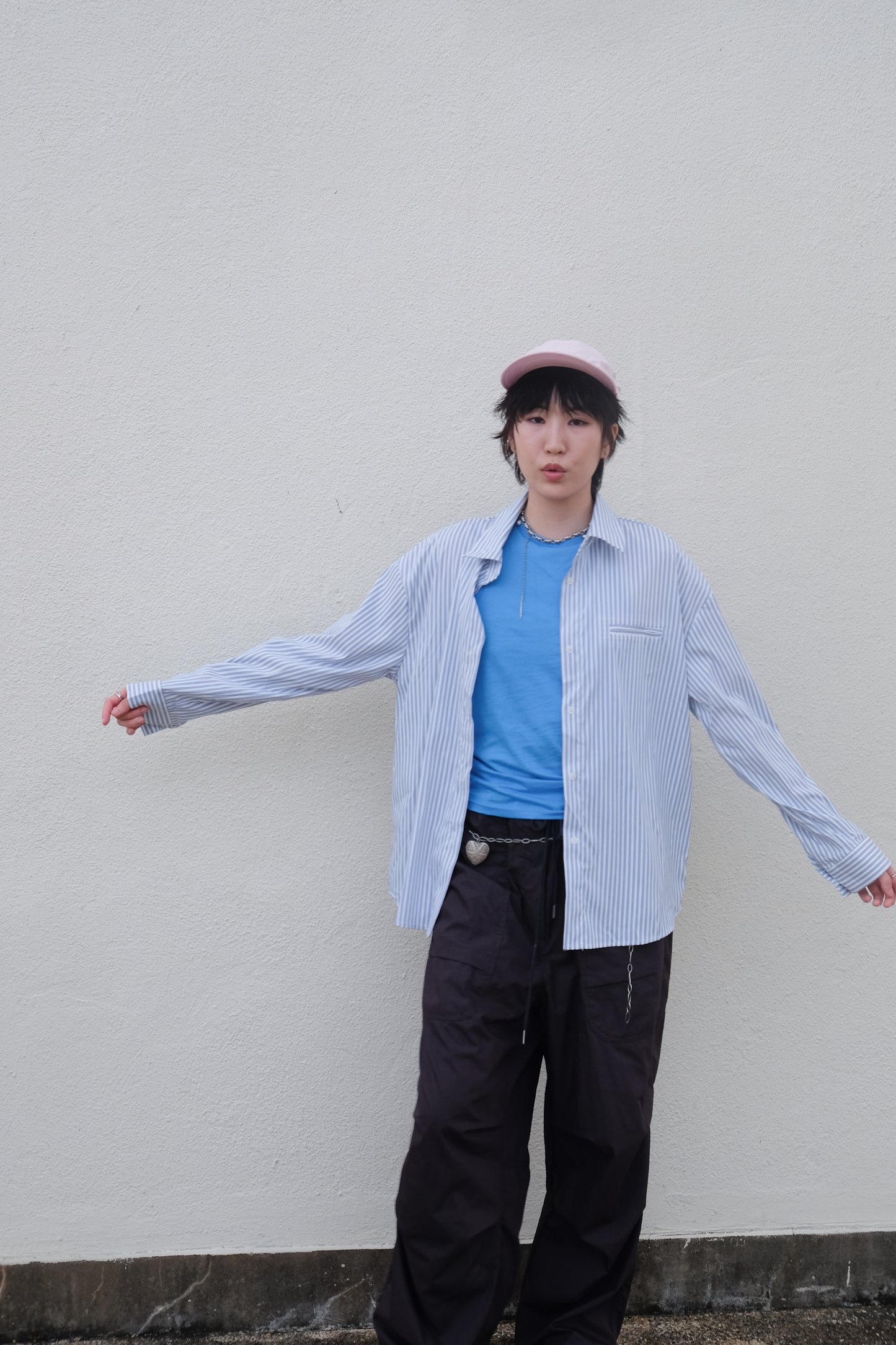 "Eyes" Cut-out Striped Summer Shirt