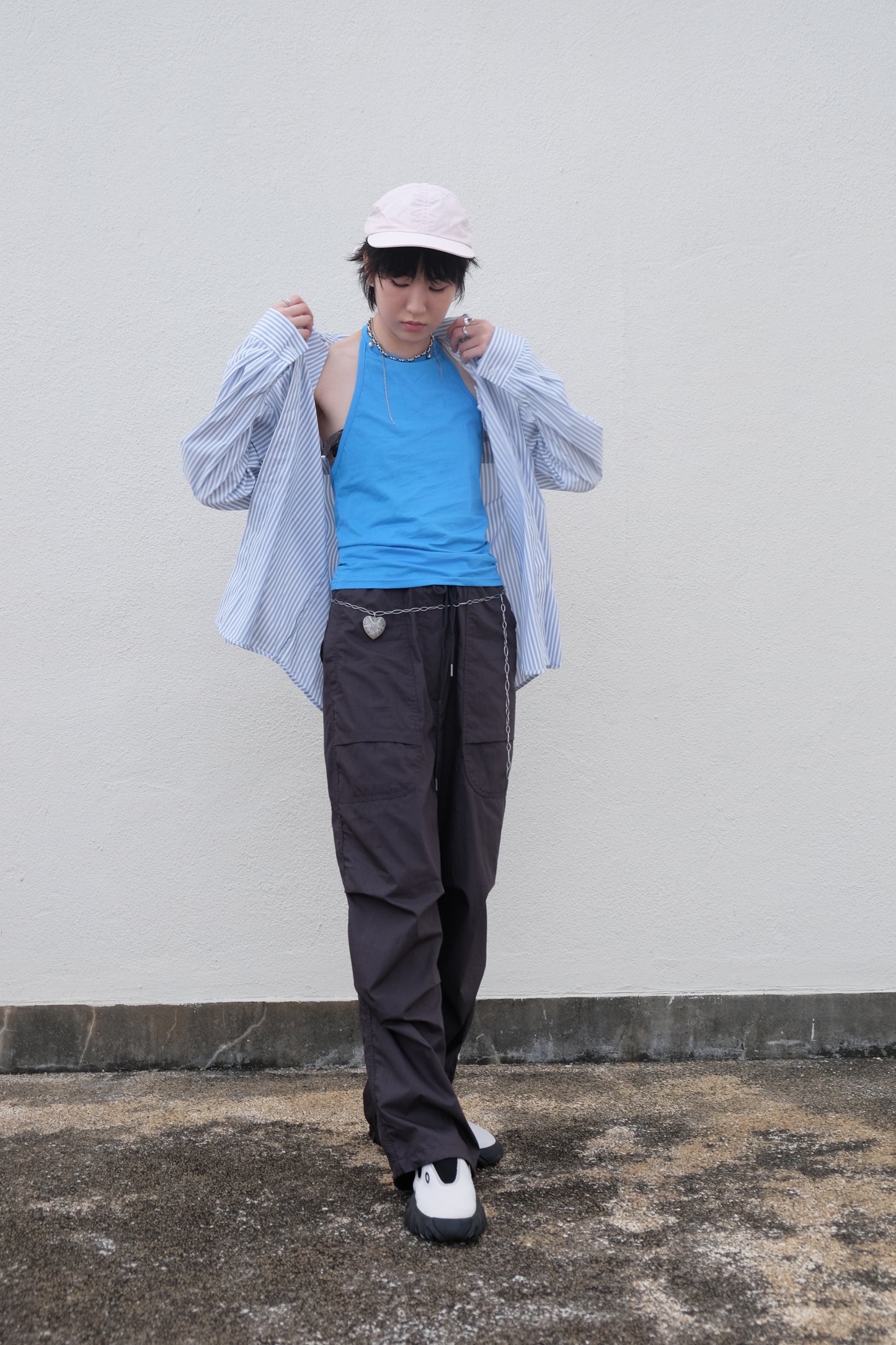 "Eyes" Cut-out Striped Summer Shirt