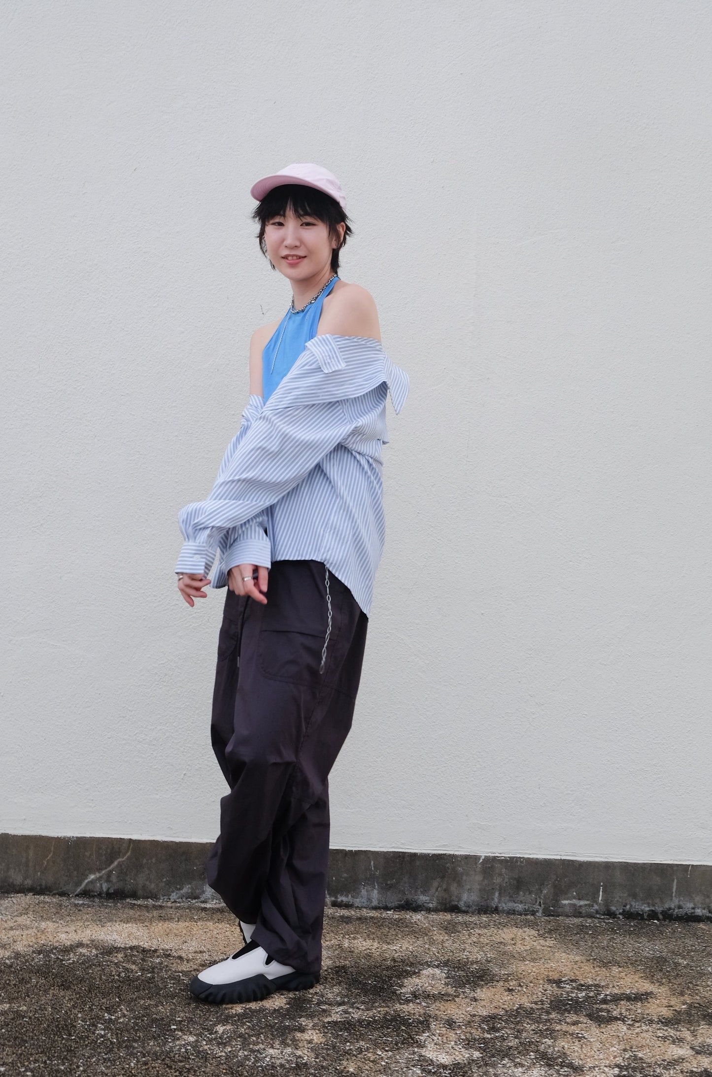 "Eyes" Cut-out Striped Summer Shirt