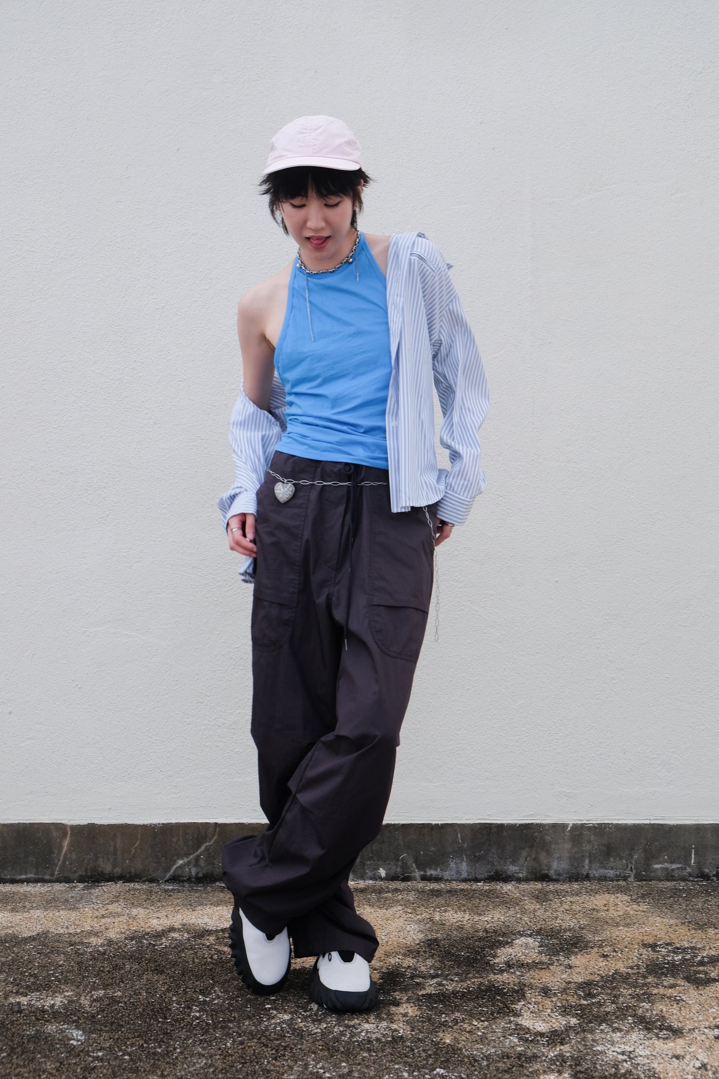 "Eyes" Cut-out Striped Summer Shirt