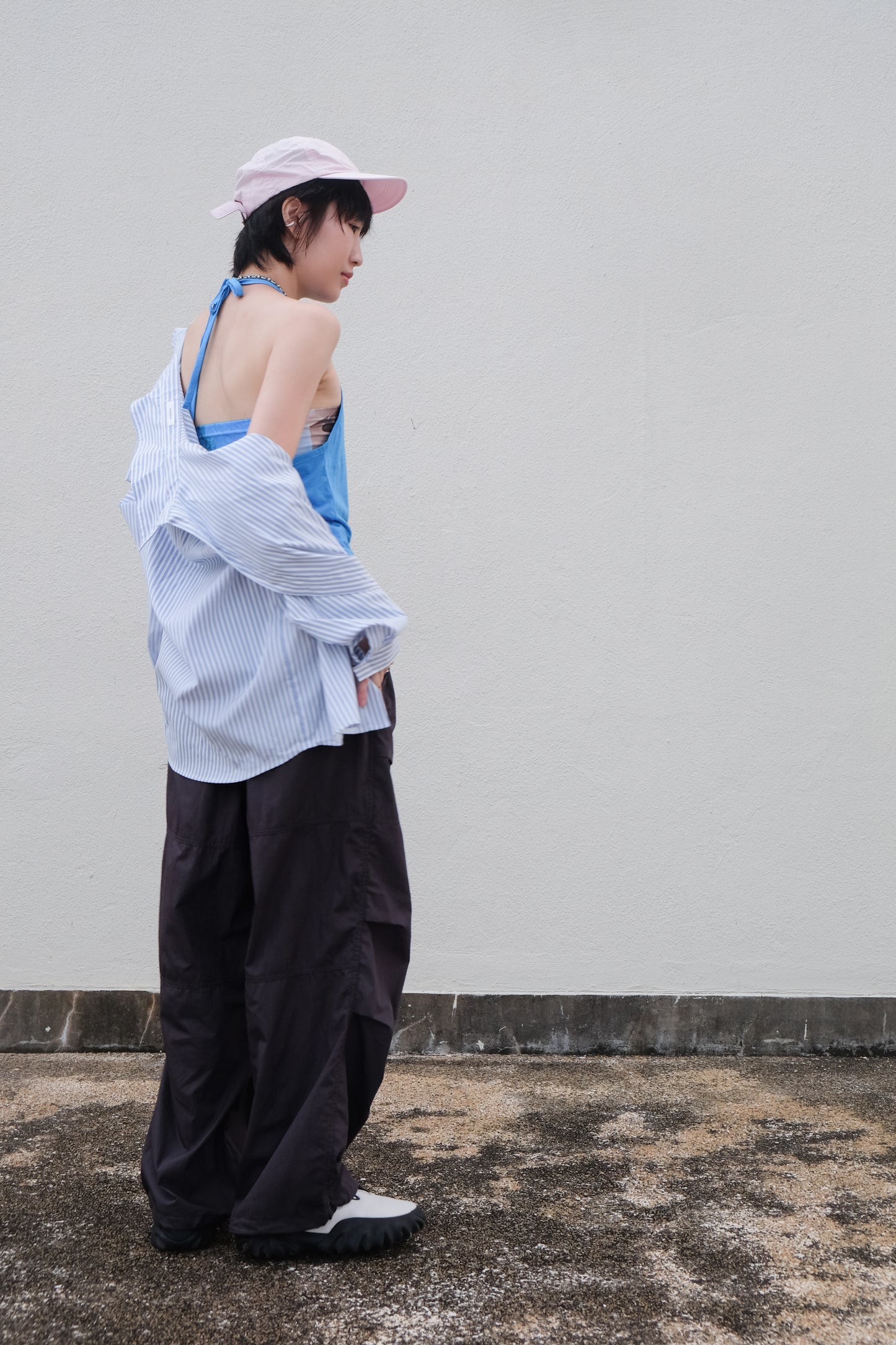 "Eyes" Cut-out Striped Summer Shirt