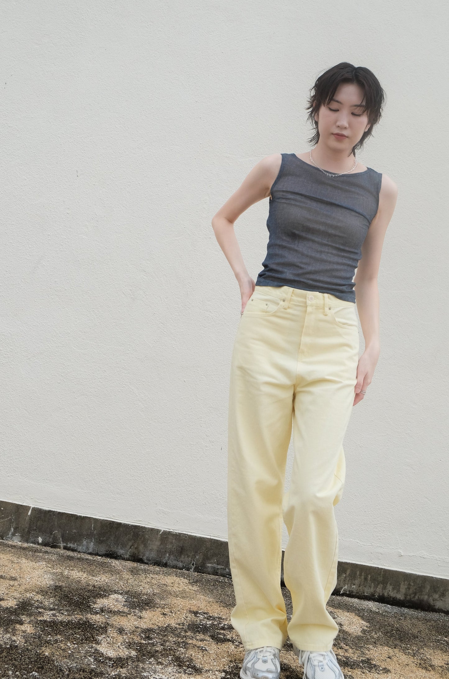 Pastel Straight Summer Pants (White)