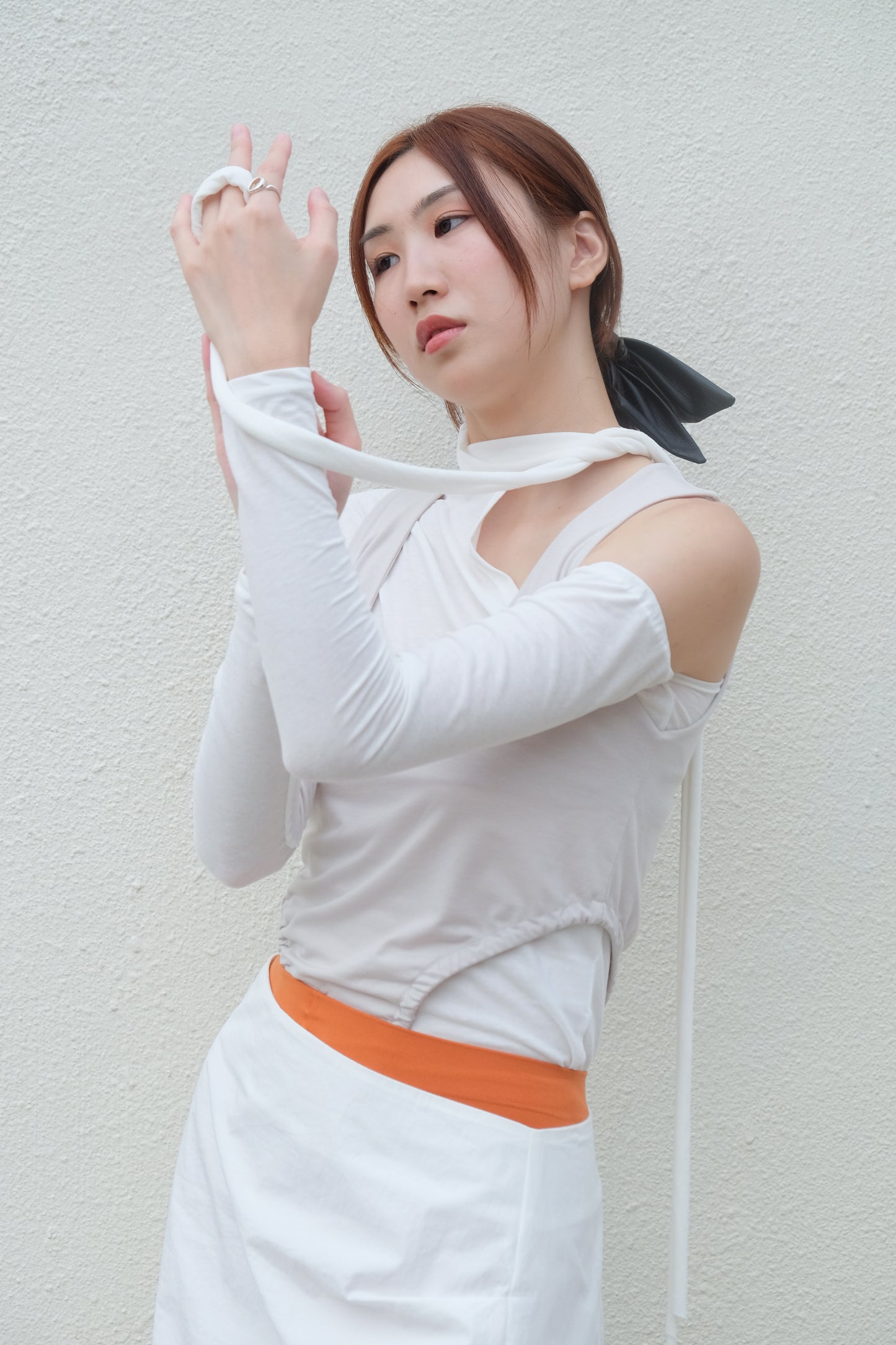 "Alexa" One-Shoulder Top (White)