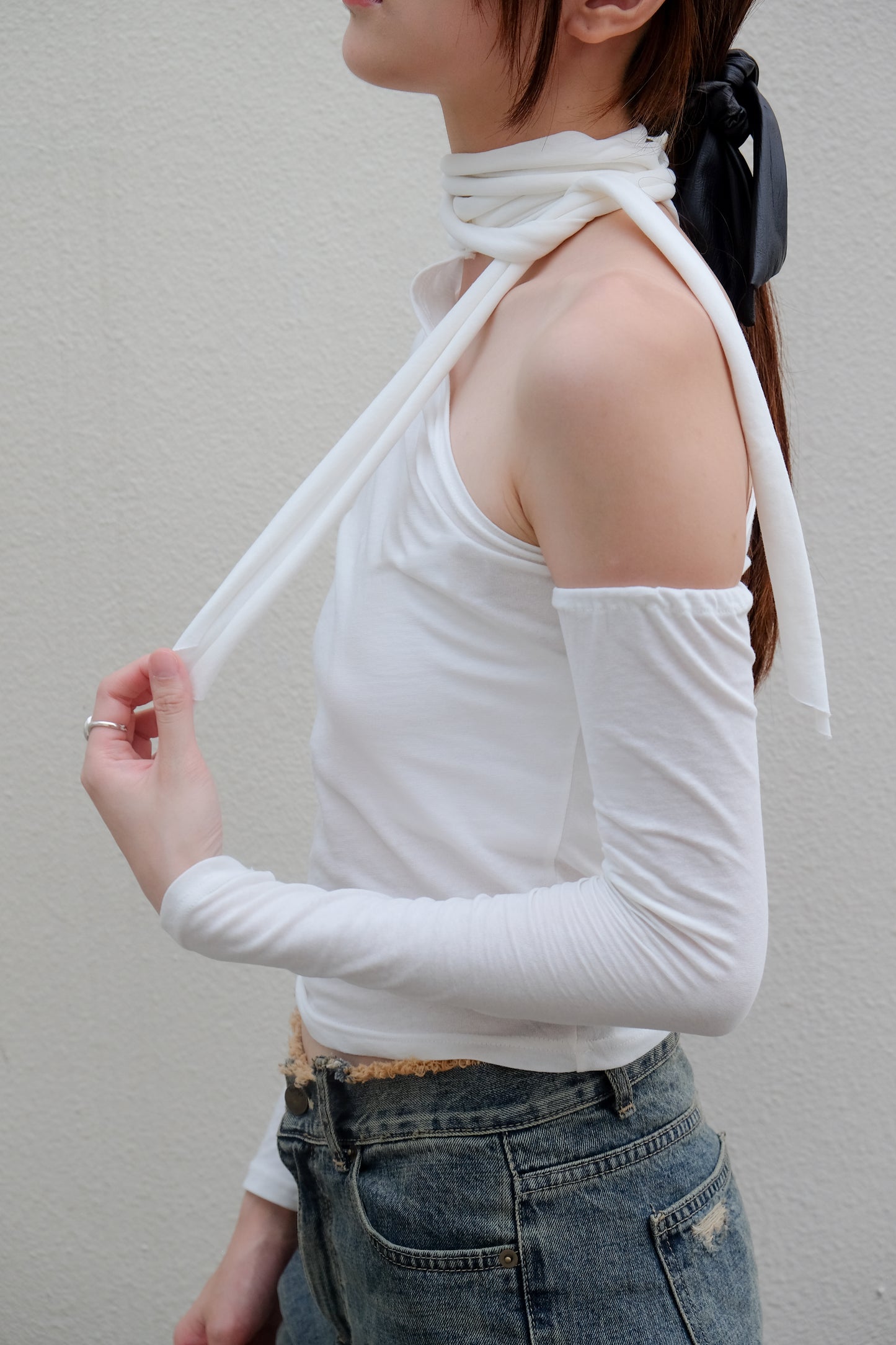 "Alexa" One-Shoulder Top (White)