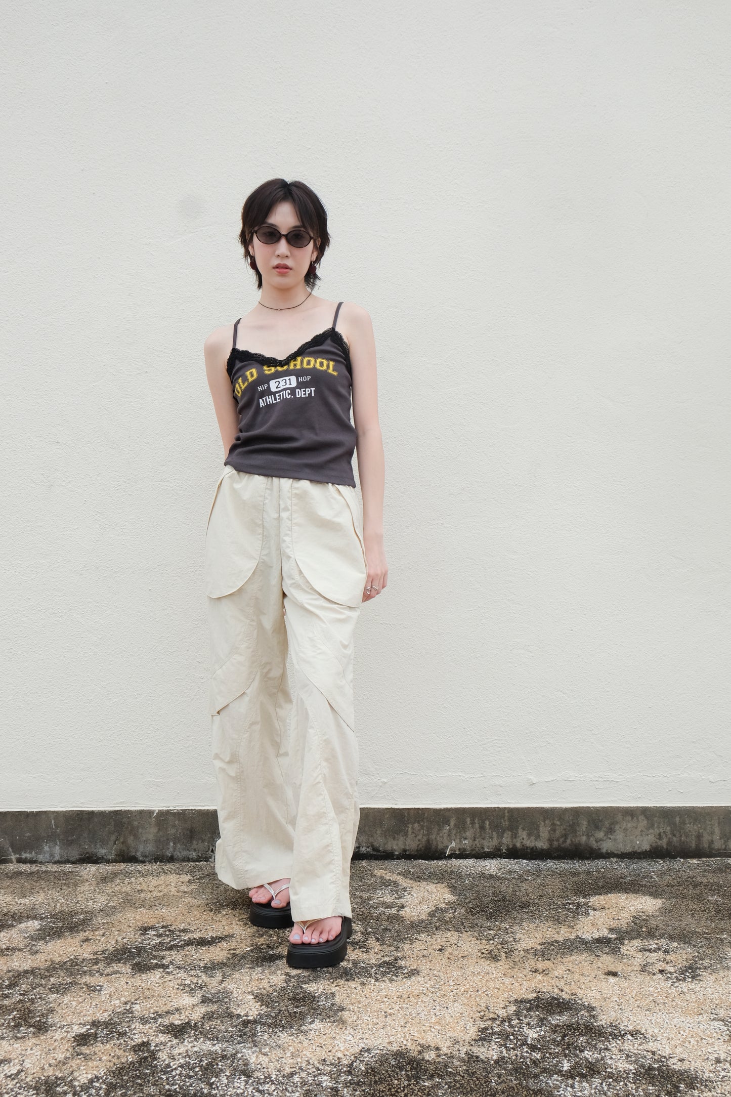 ✨推!"Old School" Lace Cami (Charcoal)