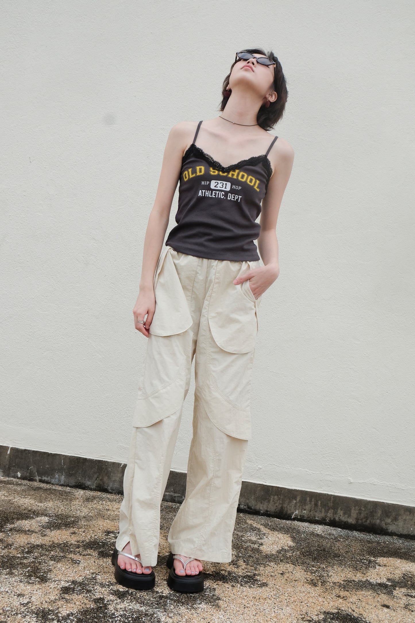 ✨推!"Old School" Lace Cami (Charcoal)